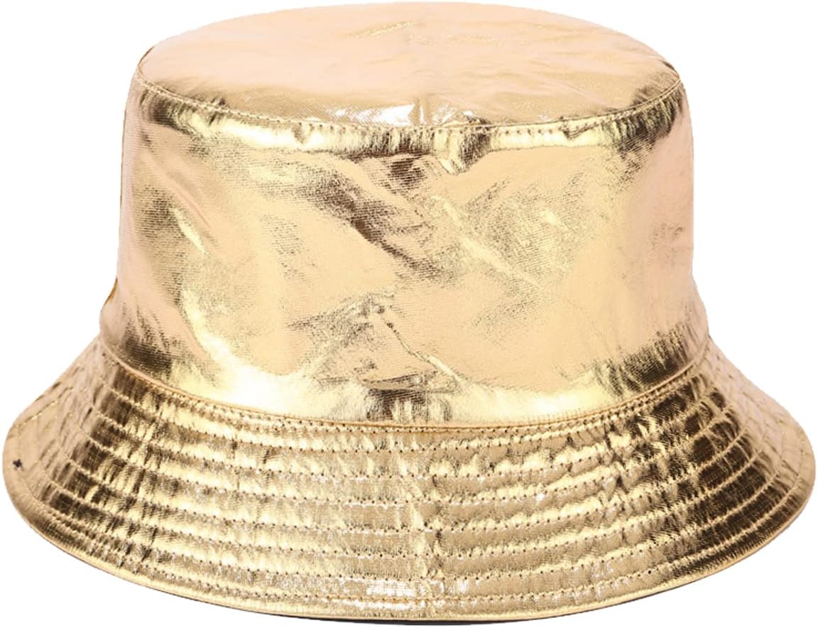 Trendy Waterproof Fisherman Hats Metallic Bucket Hat for Women and Men