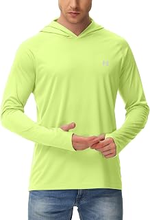 isnowood Sun Shirt UPF 50+ Men's Fishing Shirt Long Sleeve UV Protection Hoodie Rash Guard for Swimming Running Hiking Light