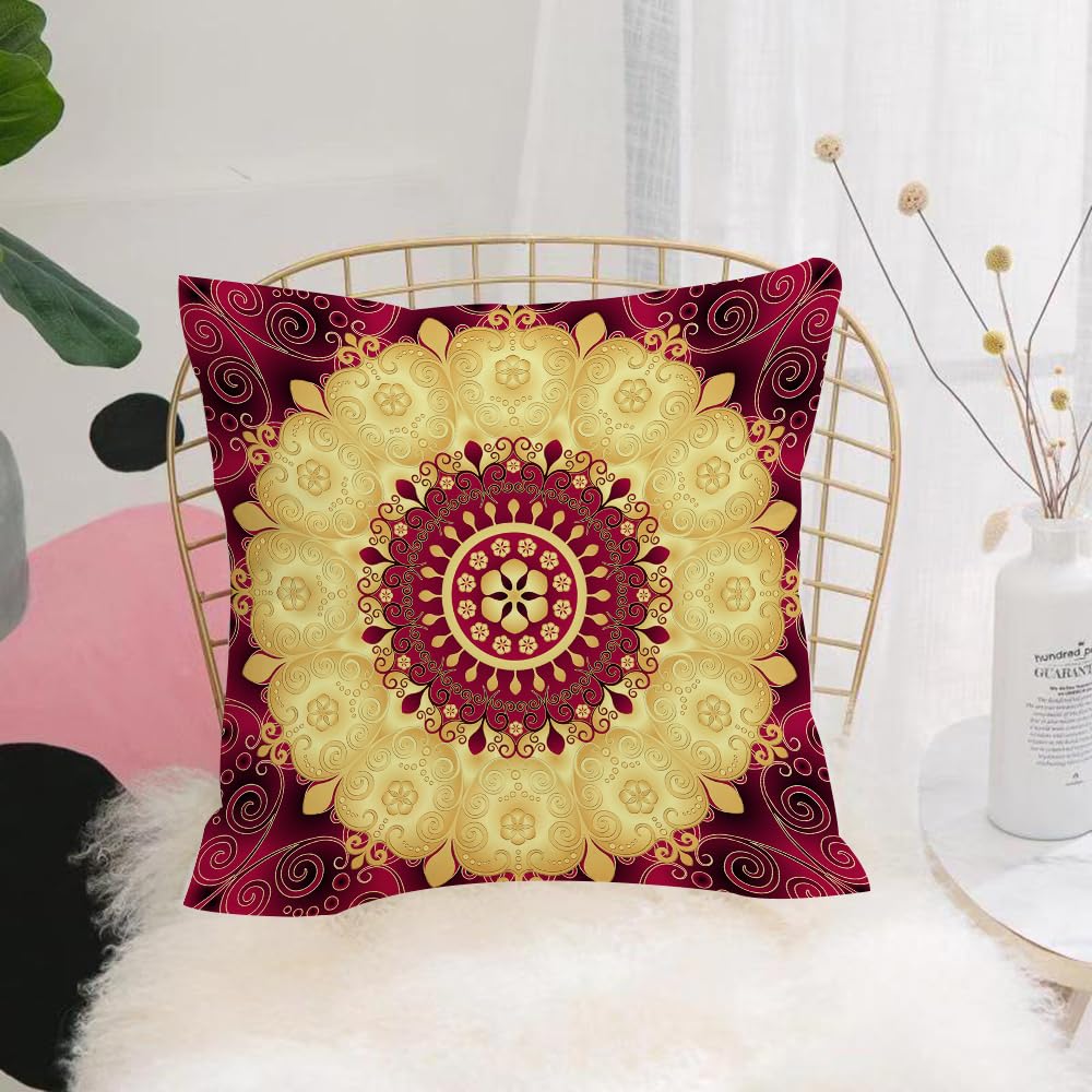 Hyosxw Mandala, Vintage Floral Mandala Image Antiqu - A1 Cushion Cover,Throw Pillow Case Home Decorative For Living Room Bedroom Sofa Chair 18X18 Inch,Mandala, Vintage Floral Mandala Image Antique Style Round Golden Indian Leaf Pa,Pillowcase 45X45cm