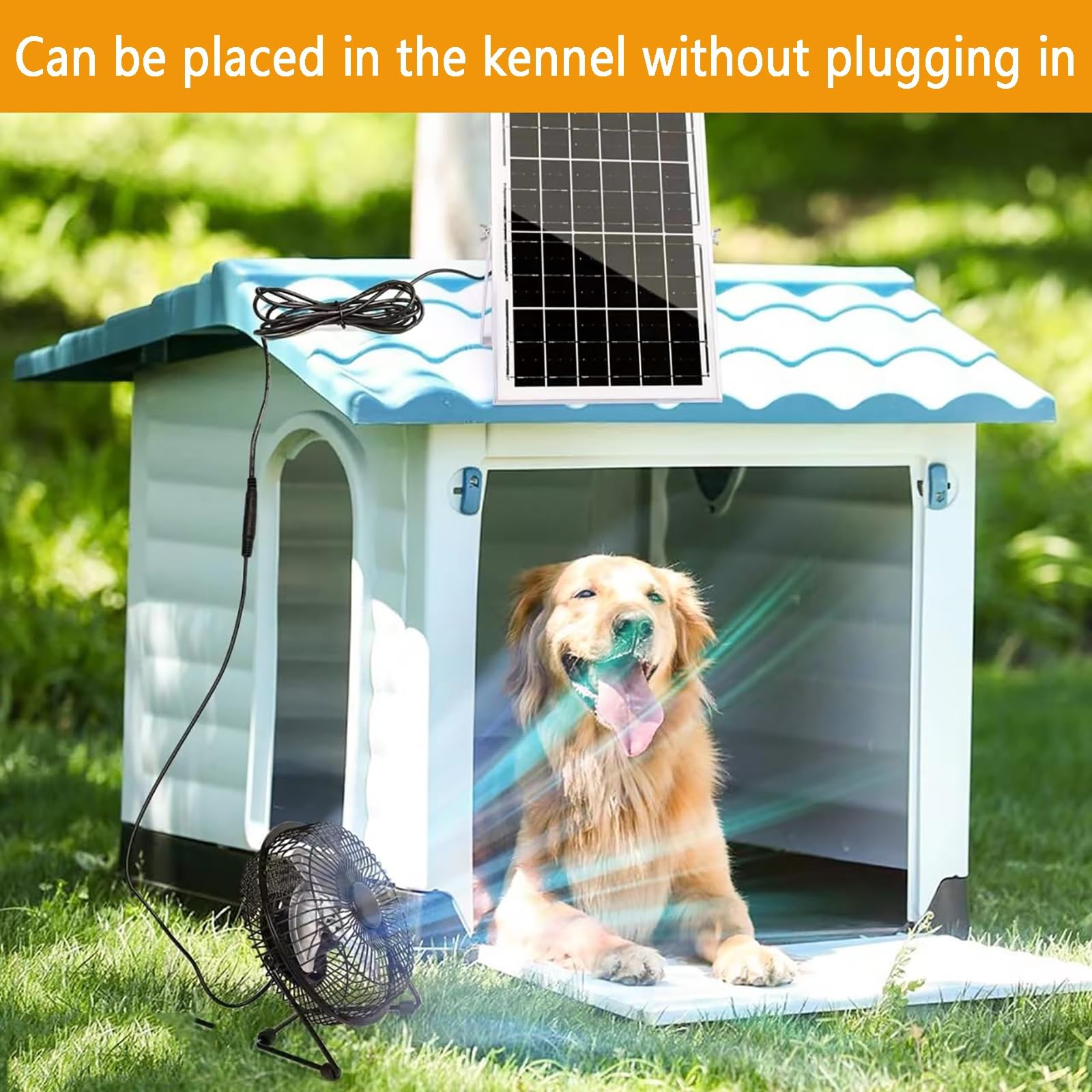 Ventilatore da pavimento portatile a energia solare per ventilazione e raffreddamento in serre, case per animali domestici, pollai, garage e campeggi, doppio uso con pannello solare e cavo di ricarica