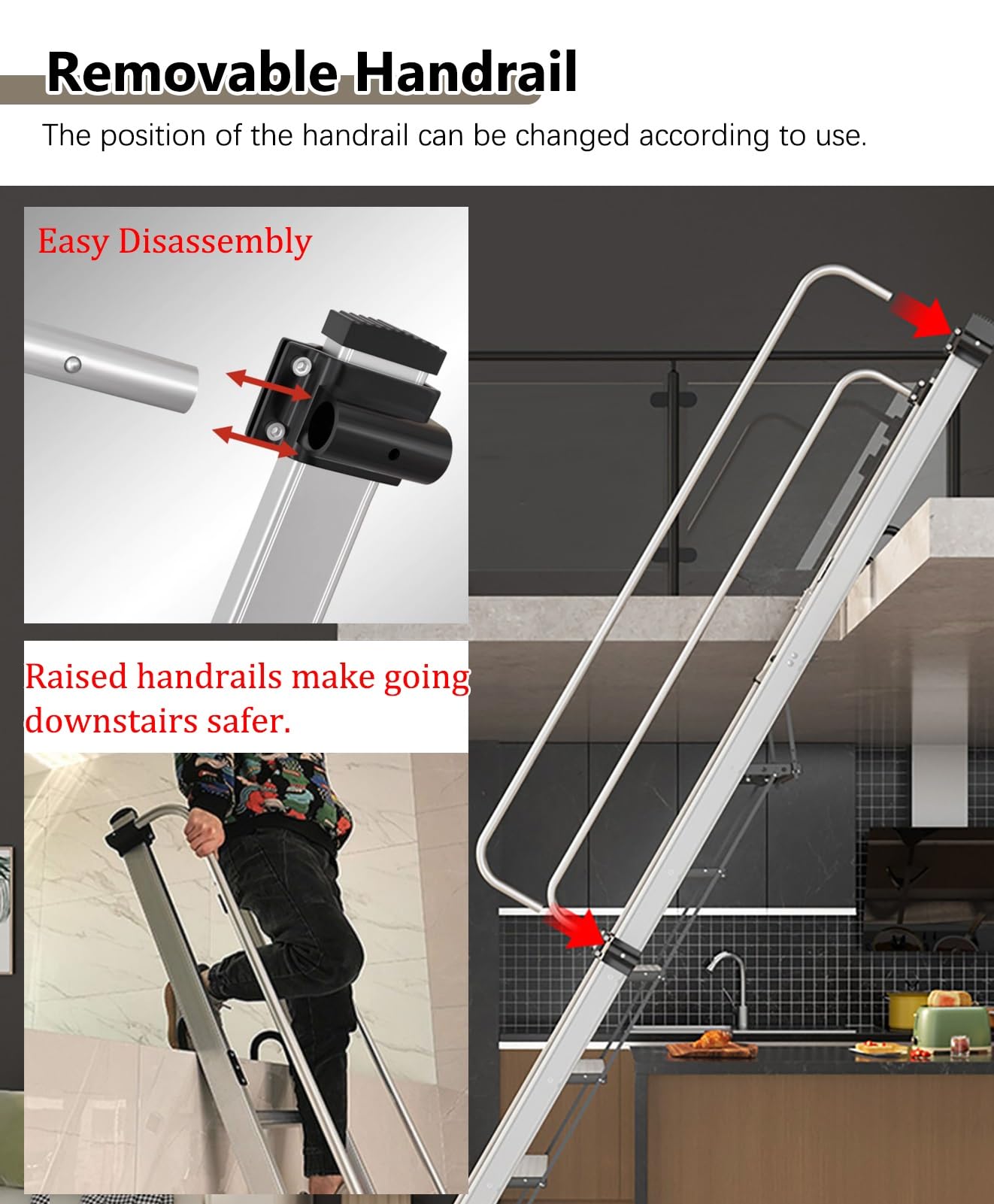 Ladder Safety Railing Home Safety Attic Ladder Safety Railing - Adjustable Stainless Steel ...