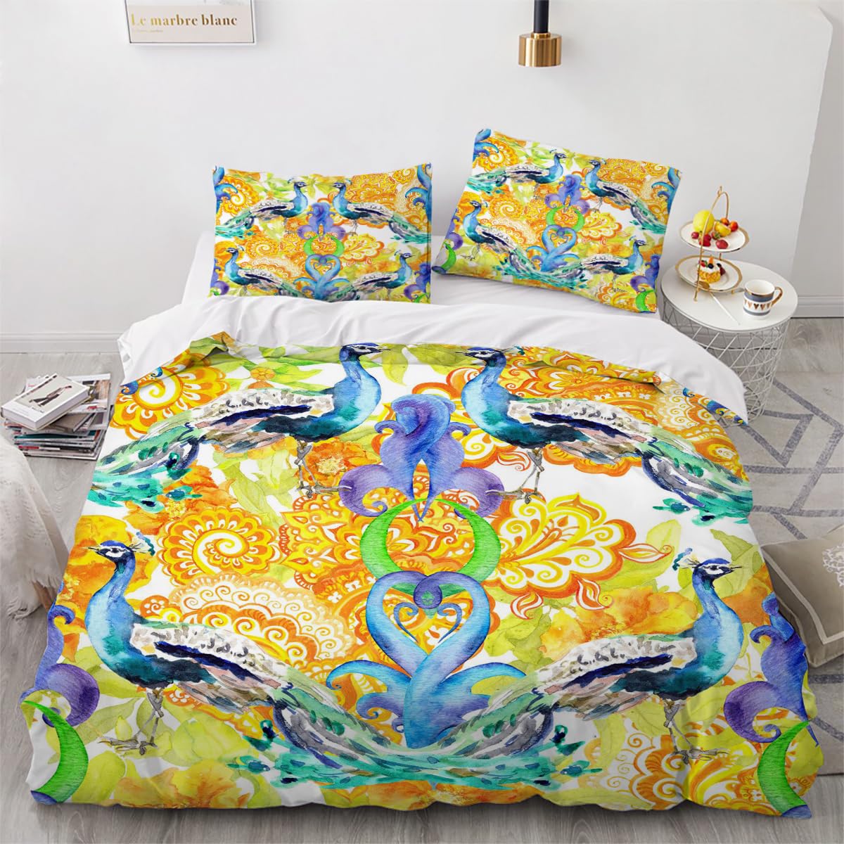 Parure de lit paon 140x200cm pour sublimer une chambre d'enfant