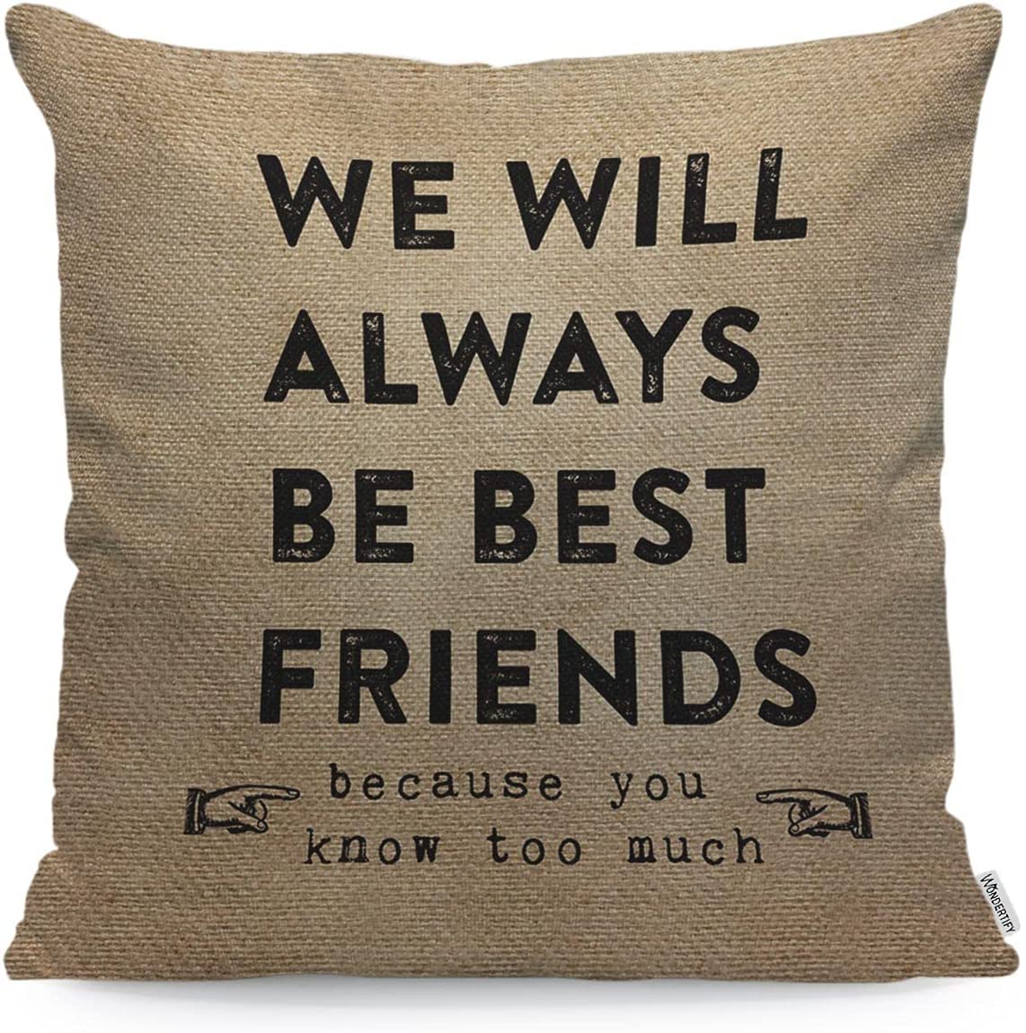Federa Per Cuscino Quadrata 45x45 Cm In Misto Lino-Cotone Con Scritta 'We Are Best Friends Forever' E Cerniera Invisibile - 3