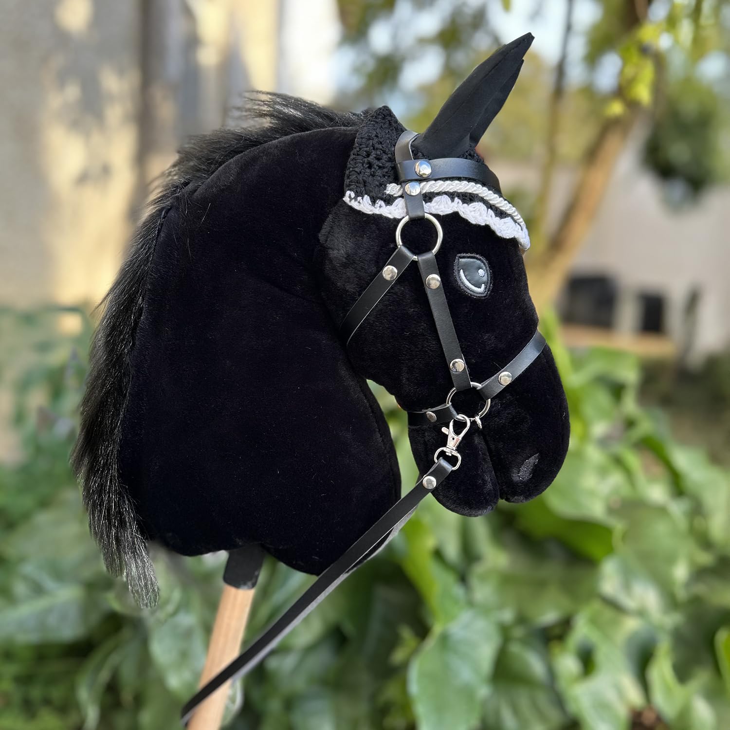 Hobby Horse Land Hobby Horse Size A3 Parent (Schwarz, Halfter aus Muscheltier, Führstrick und Mütze)