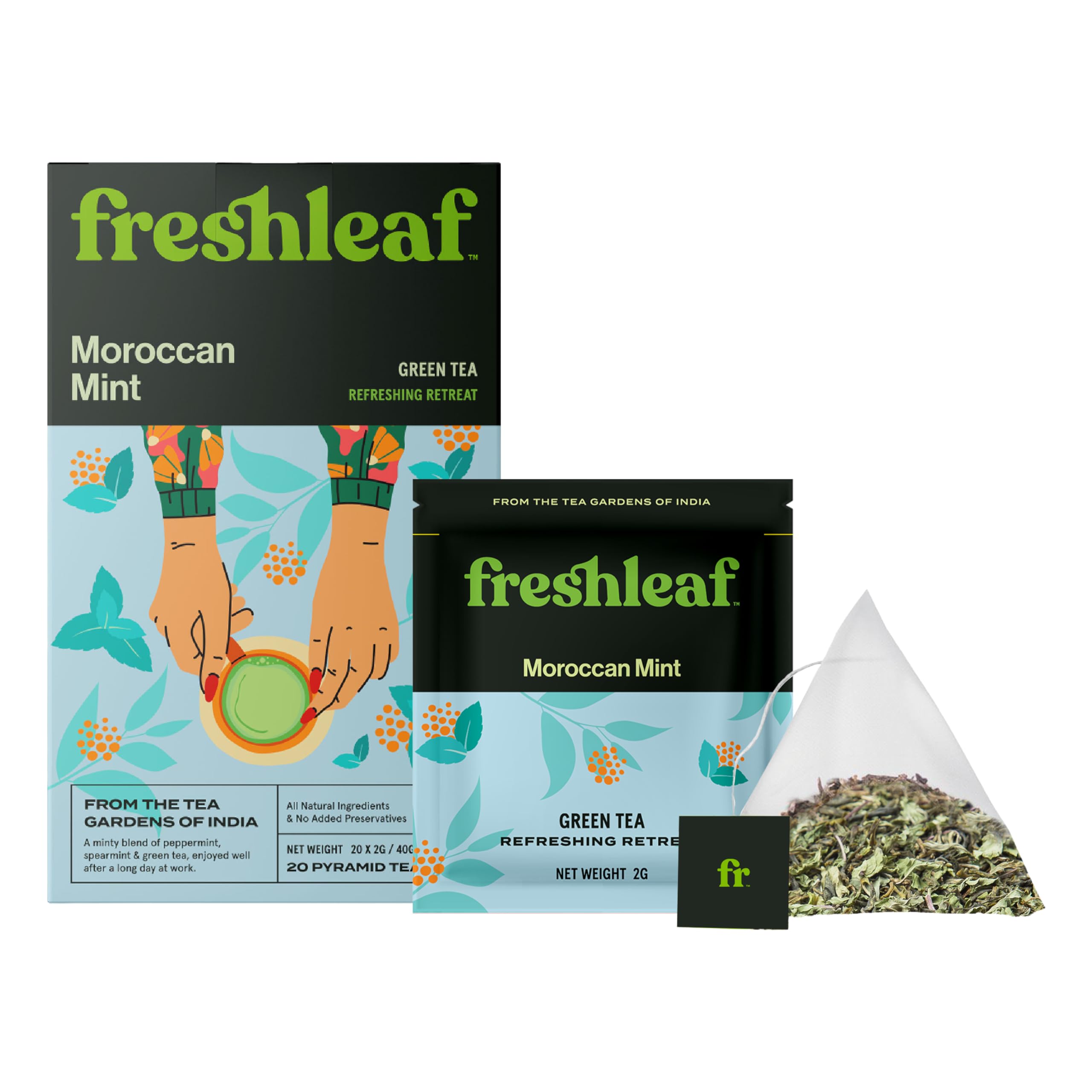 FRESHLEAF Green Tea Loaded With Anti-Oxidants, 100% Whole Long Leaf Naturally Handpicked Green Tea, 20 Pyramid Tea Bags Each Pack (Mint, 40 Tea Bags) (20 Count (Pack of 1)) (B0B4RYZRGL) Amazon Price History, Amazon Price Tracker