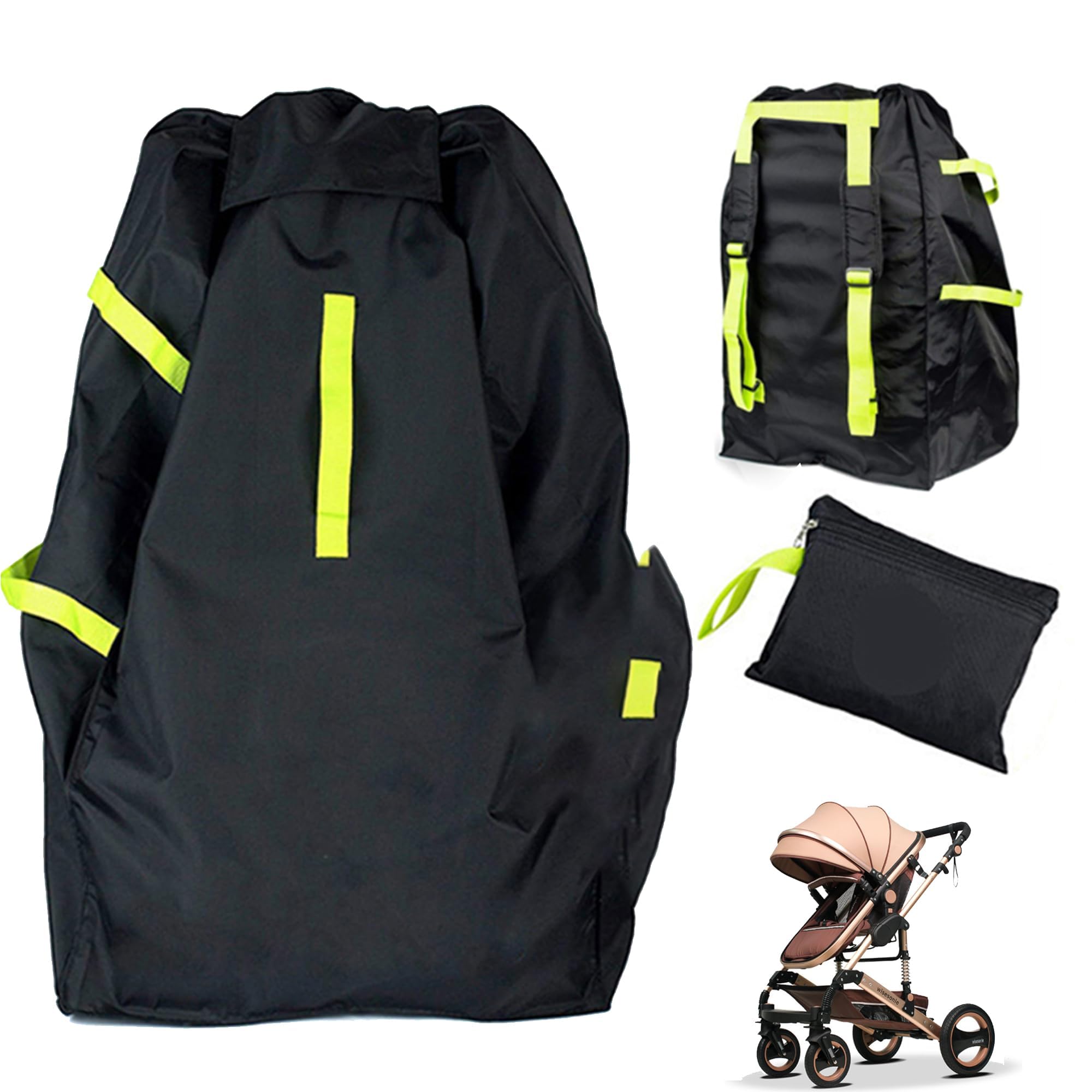 BIGTHREE Oxford Cloth Baby Stroller Travel Bag, Stroller Travel Bag for Airplane, Adjustable Strap Waterproof Storage Bag for Infant Pram, Fits Most Convertible, Booster and Infant Car Seats