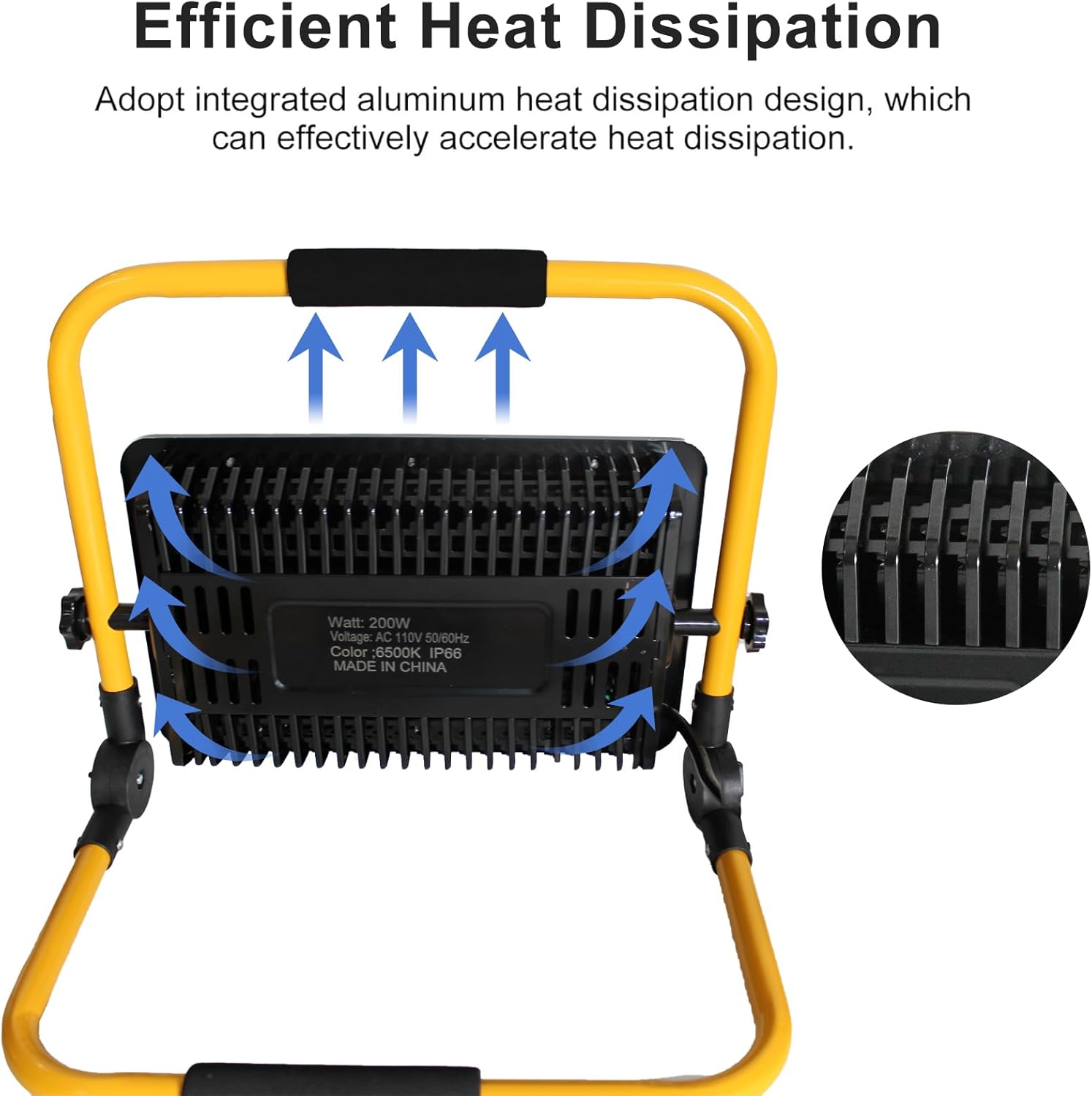 200W LED Work Light, 20000LM 6500K Work Lights on Stand, Portable Work Light, 4M 13.1FT Cord with Plug, IP66 Waterproof Flood Light Construction Lights Worklight for Job Site Repairing Workshop Garage