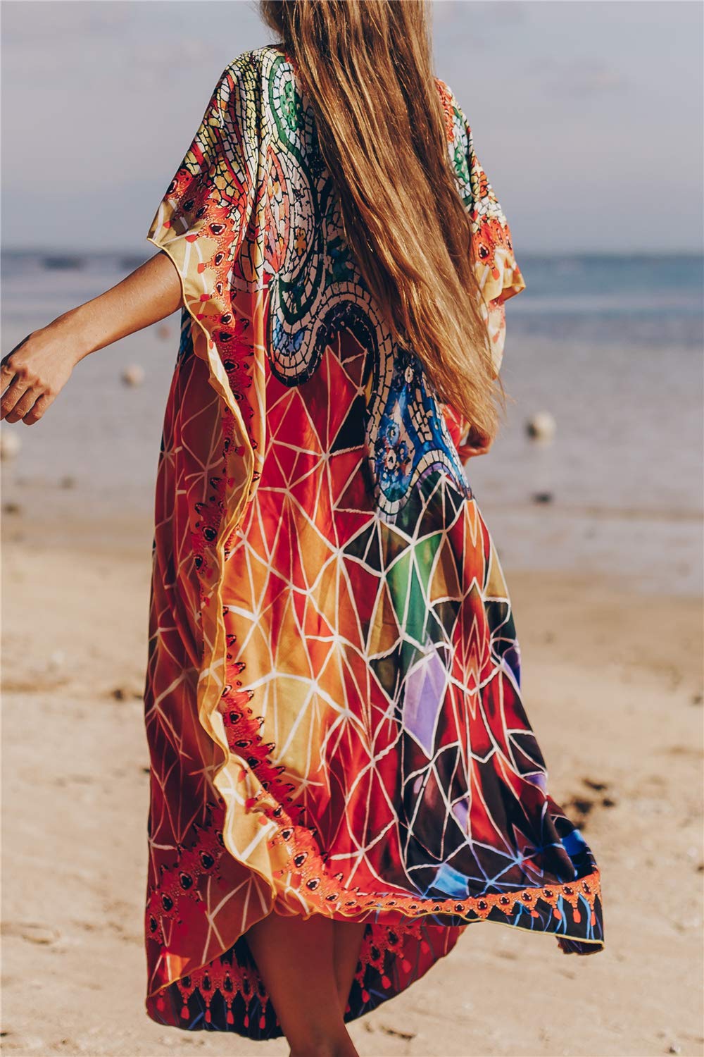 Femmes Boho Kaftan Longuewear Nuit Surdimensionné Vêtements de Détente Robes Plage Couverture Sarong