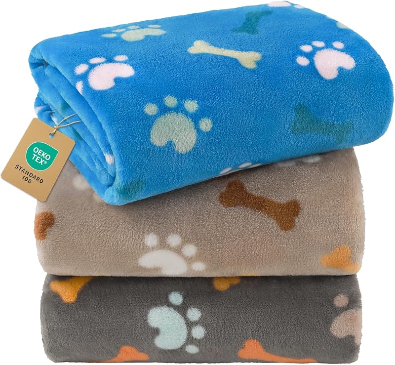 Manta para Gatos e Cães Pequenos em Soft Fleece de Poliéster Luciphia Happy Paws, 3 Unidades de 58,42 x 40,64 cm