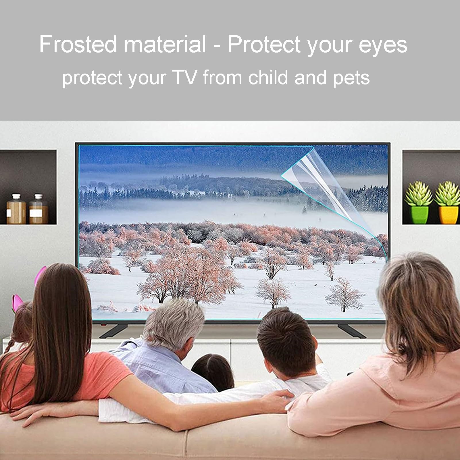 Película Mate Antirreflejo de 55-75 Pulgadas, Protector de Pantalla para TV con Filtro de Luz Azul Y UV, Antirreflejo Y Resistente A Arañazos, Protección Ocular,55in1211x682mm