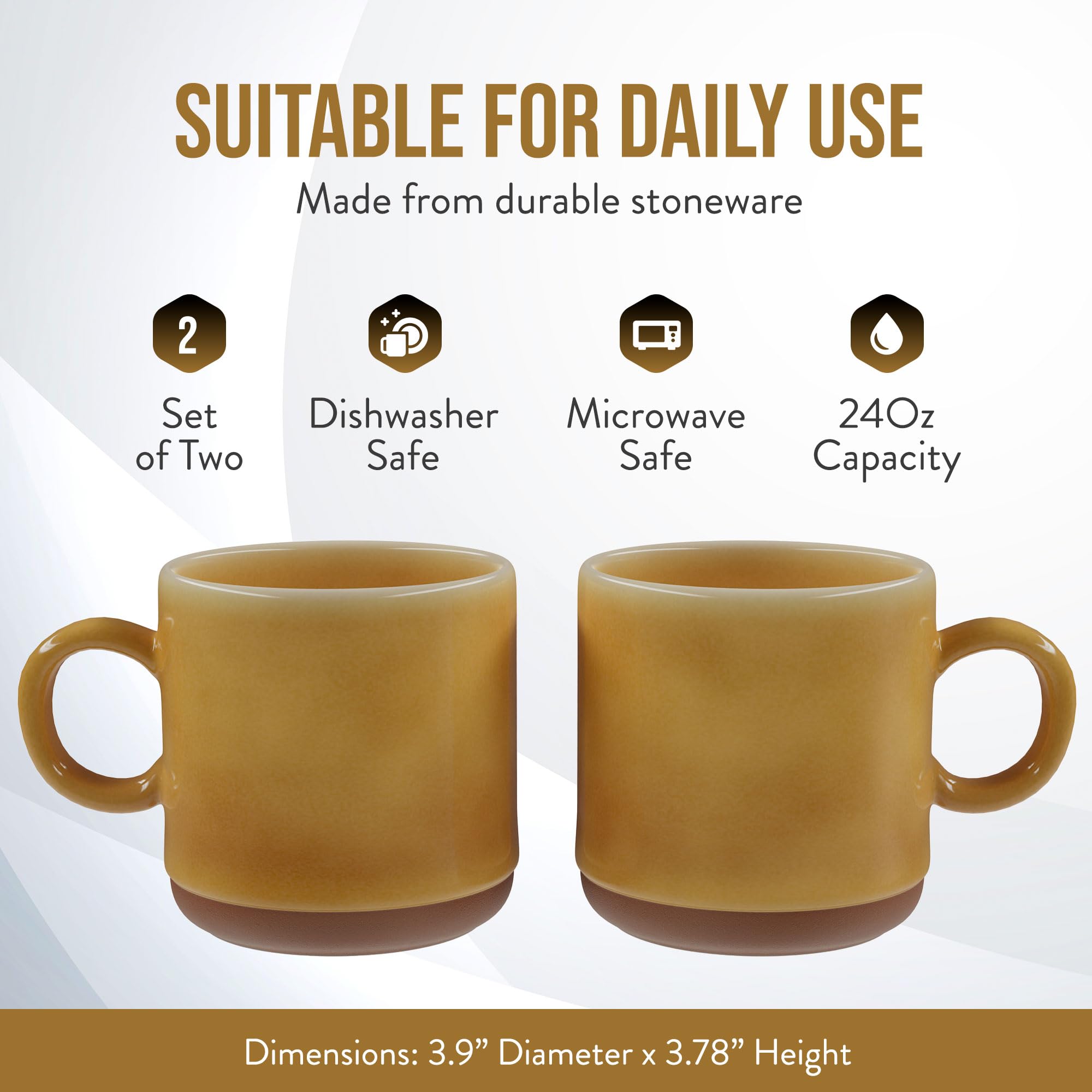 Amazon.com | American Atelier Stoneware Mug Set of 2 | 4-Inch Cup for Tea,  Latte, Hot Chocolate | Breakfast Bar, Kitchen Cups | Dishwasher & Microwave  Safe (Amber): Coffee Cups & Mugs
