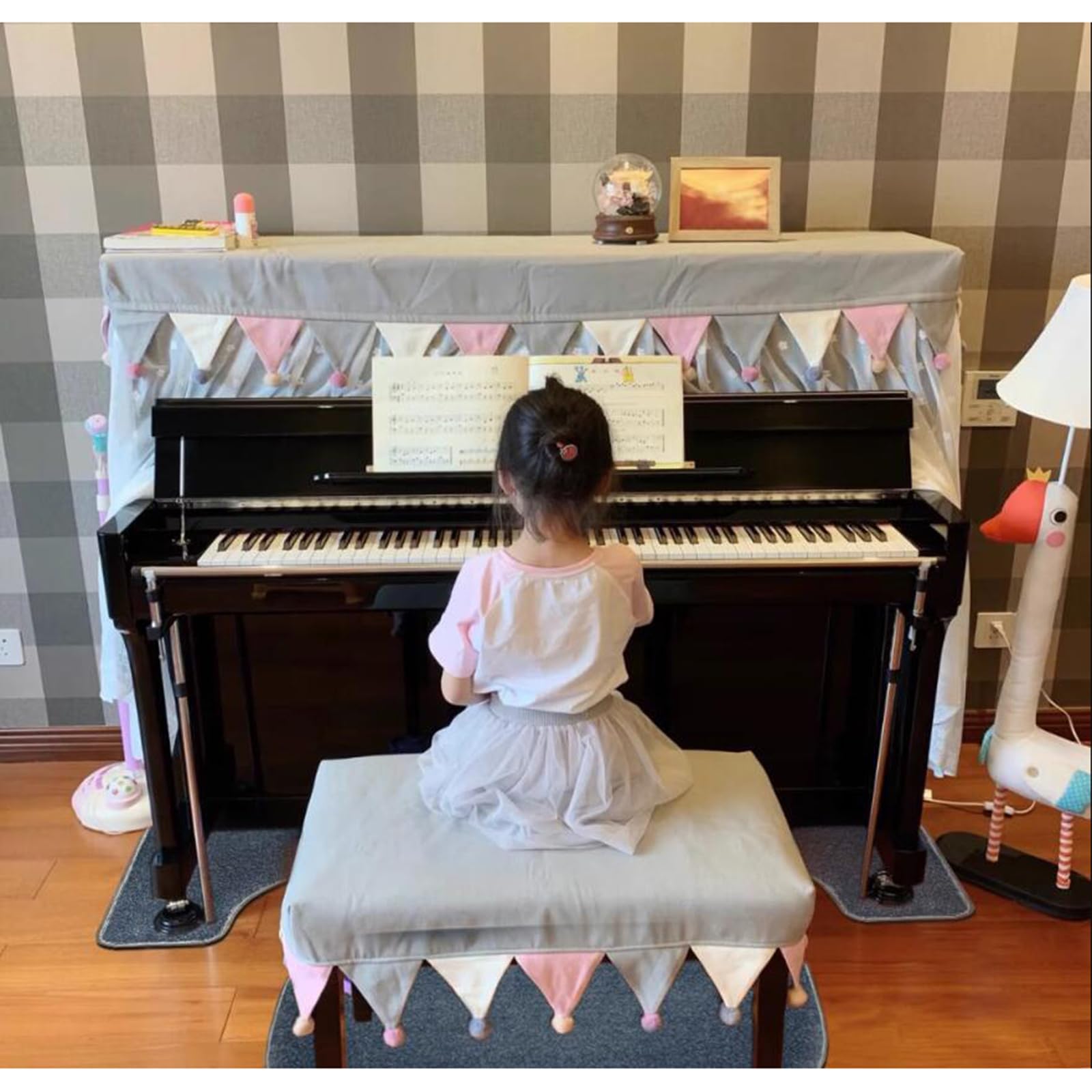 Tappetino per Pianoforte Verticale, Cuscinetti riduzione Rumore Pianoforte, Tappetino Antiscivolo, Cuscinetti Acustici, Tappeto Fonoassorbente Lavabili(Khaki)