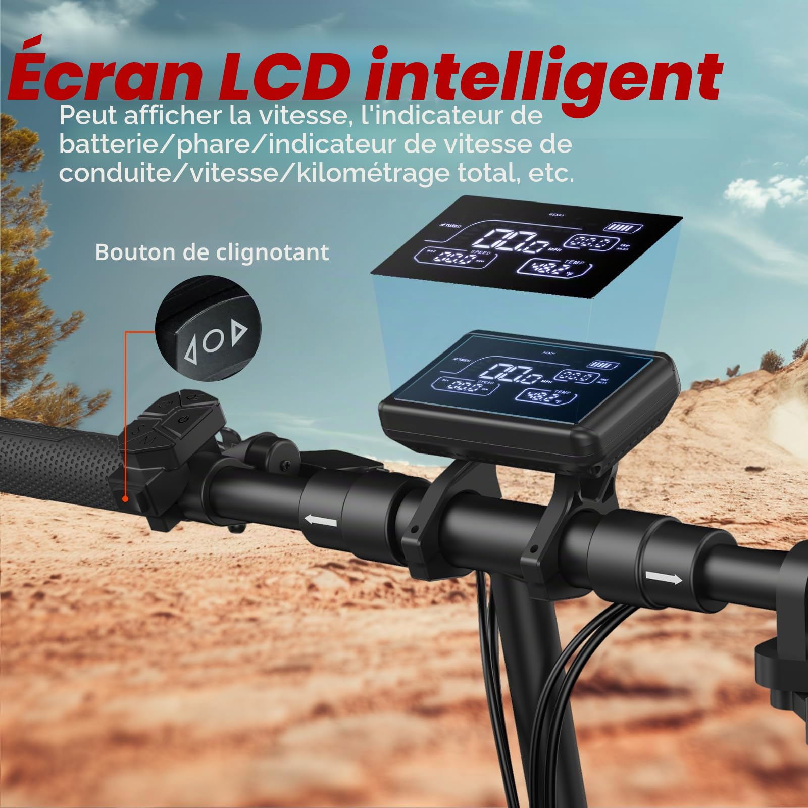 Trottinette électrique homologuée sur Route, pneus pneumatiques Tout-Terrain de 10 Pouces avec Double système d'amortissement des Chocs, Batterie 12,5 Ah, portée 60-70 km, Tableau de Bord LCD