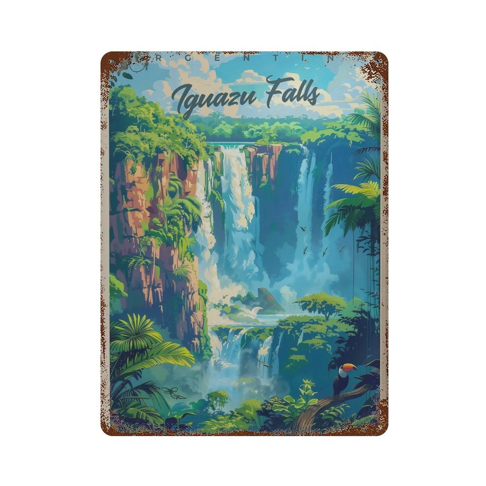 xiaoxiaoshen Iguazu Falls Travel Argentina Waterfall (2) Wall Decor Art Metal Tin Poster Modern Home Decor Art Home Bar Shop Decorations Vintage Sign 40x30cm