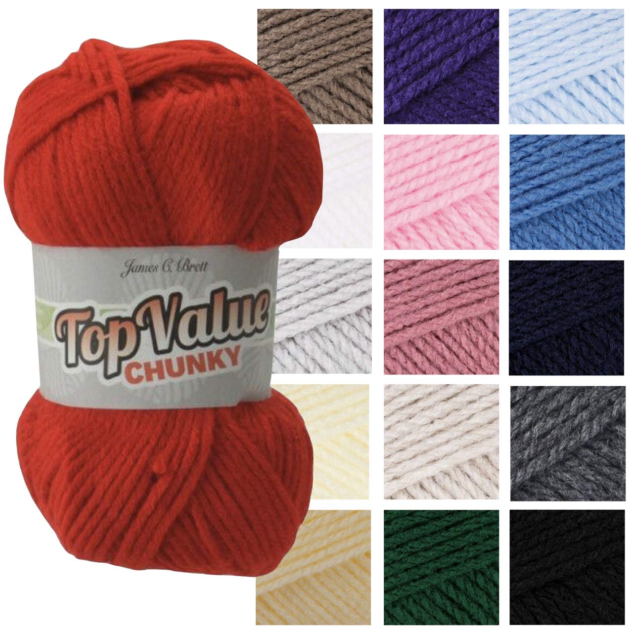 James C Brett Top Value Chunky Acrylic Yarn Knitting Crochet Wool 100g Ball (TC09 Cream), TC09 (Cream) - Image 2