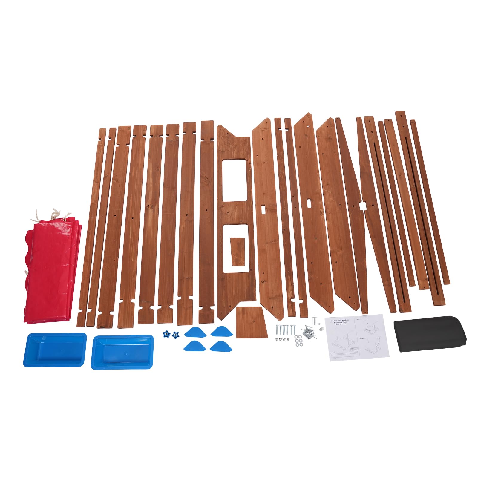 Arenero de madera con cubierta, arenero infantil para el jardín, para patios traseros, jardines, terrazas, playas o parques infantiles, 3 – 14 años, capacidad de carga 100 kg, rojo