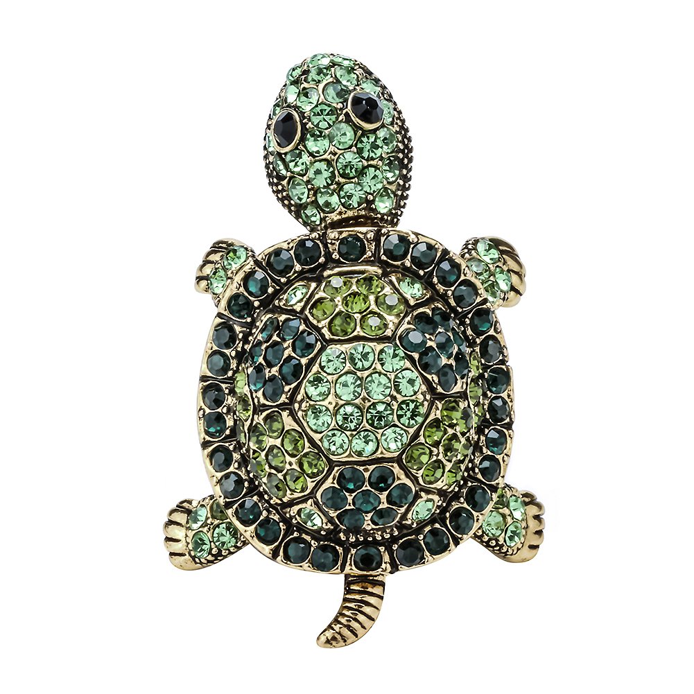 Szxc Jewelry Women's Crystal Big Turtle Stretch Silk Scarf Rings Clasp Clip Buckle