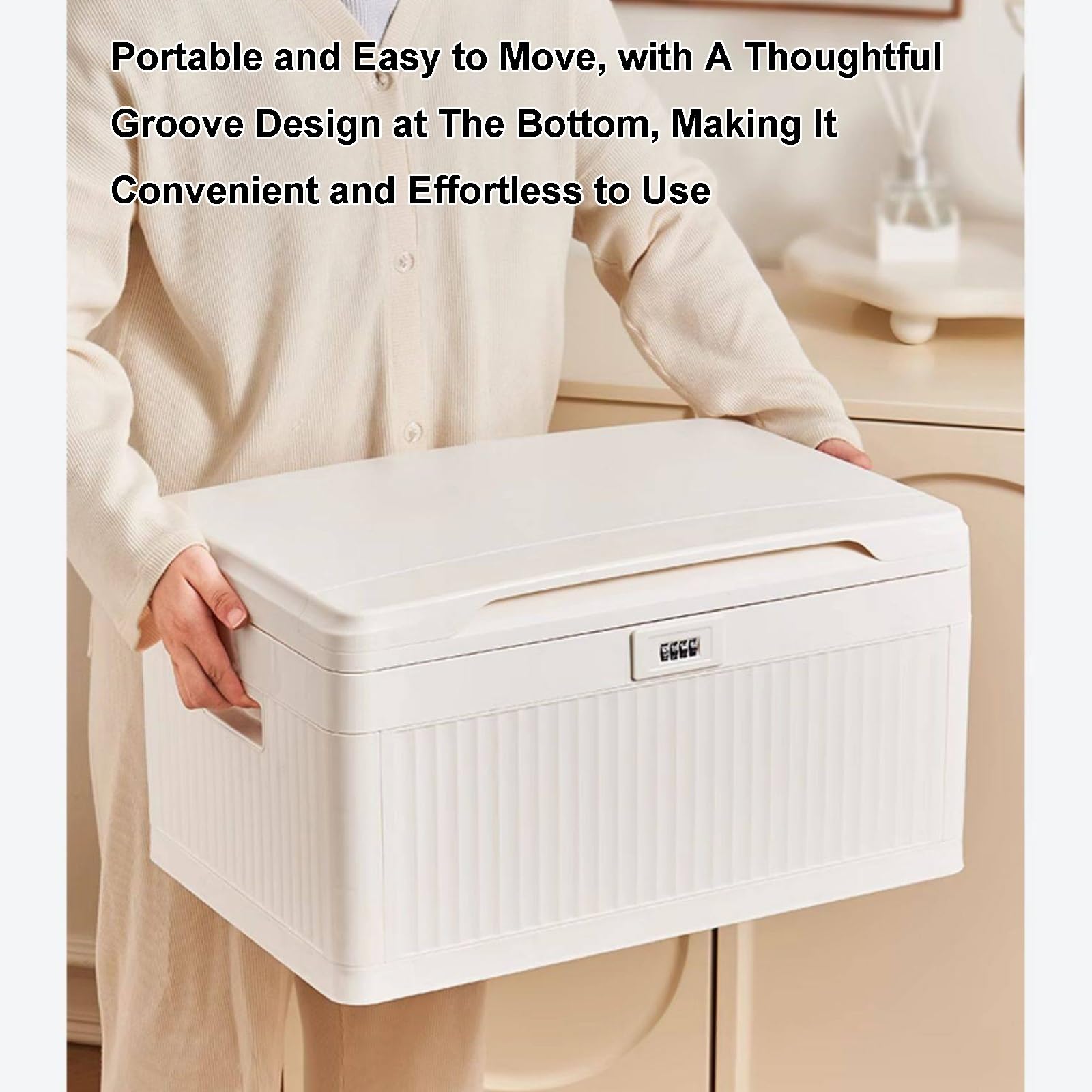 Cassaforte Cellulari con Serratura, Cassaforte Piccola con Coperchio, in Plastica, Stabile e Resistente, con Lucchetto a Combinazione per Riporre Oggetti(White,35x29x15cm/14x11.4x6in)