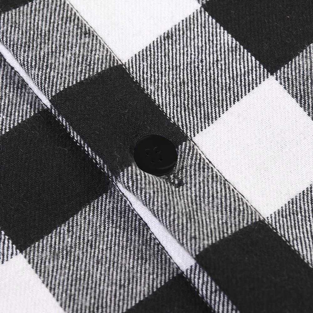 Aeslech Camisa con forro polar a cuadros para niño, Camiseta cálida de manga larga para niños pequeños