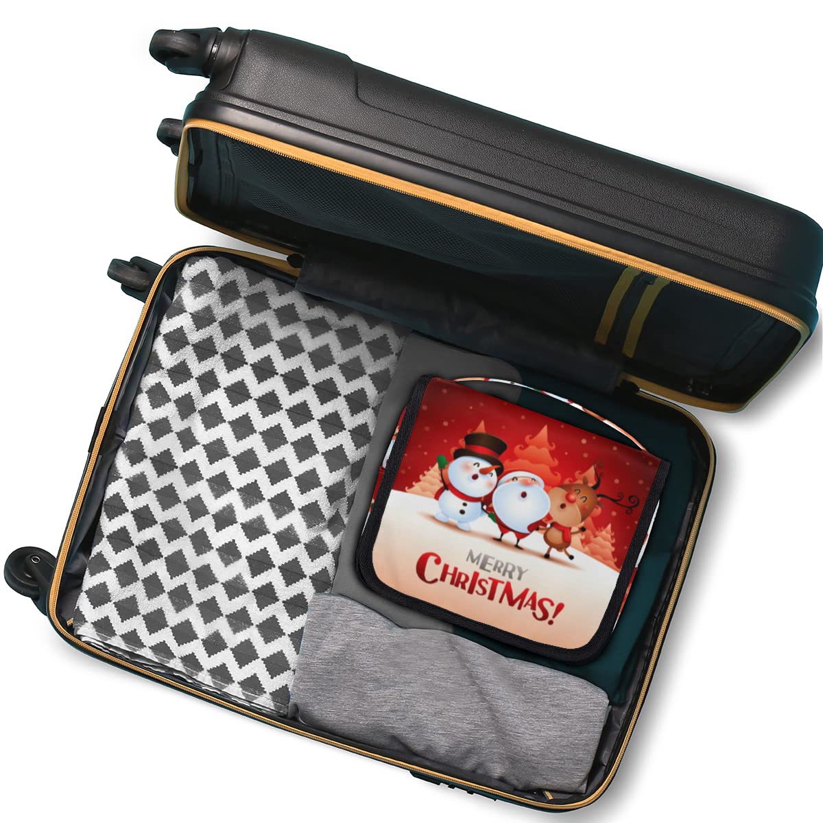 Świąteczna podróżna kosmetyczka Wesołych Świąt Wzory Mycie Torebka Unisex Wiszące przybory toaletowe Kosmetyczka Organizer do makijażu, wielobarwny, Jeden rozmiar