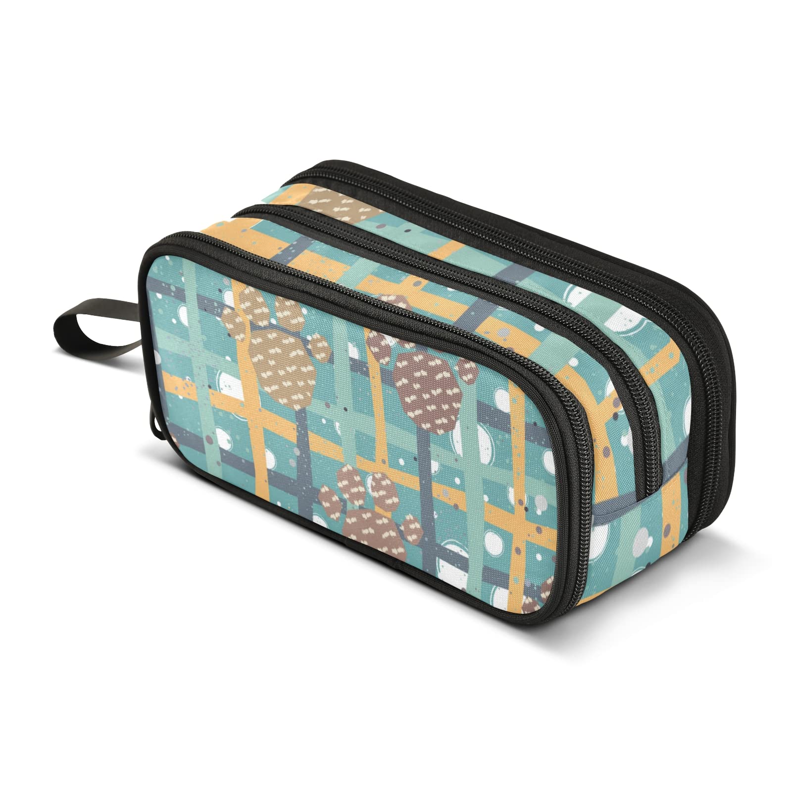 Mnsruu Large Pencil Case Brown Dog Paws Pencil Bag Portable Office Stationery Makeup Bag for Middle High School College Students Girls Boys — image 1