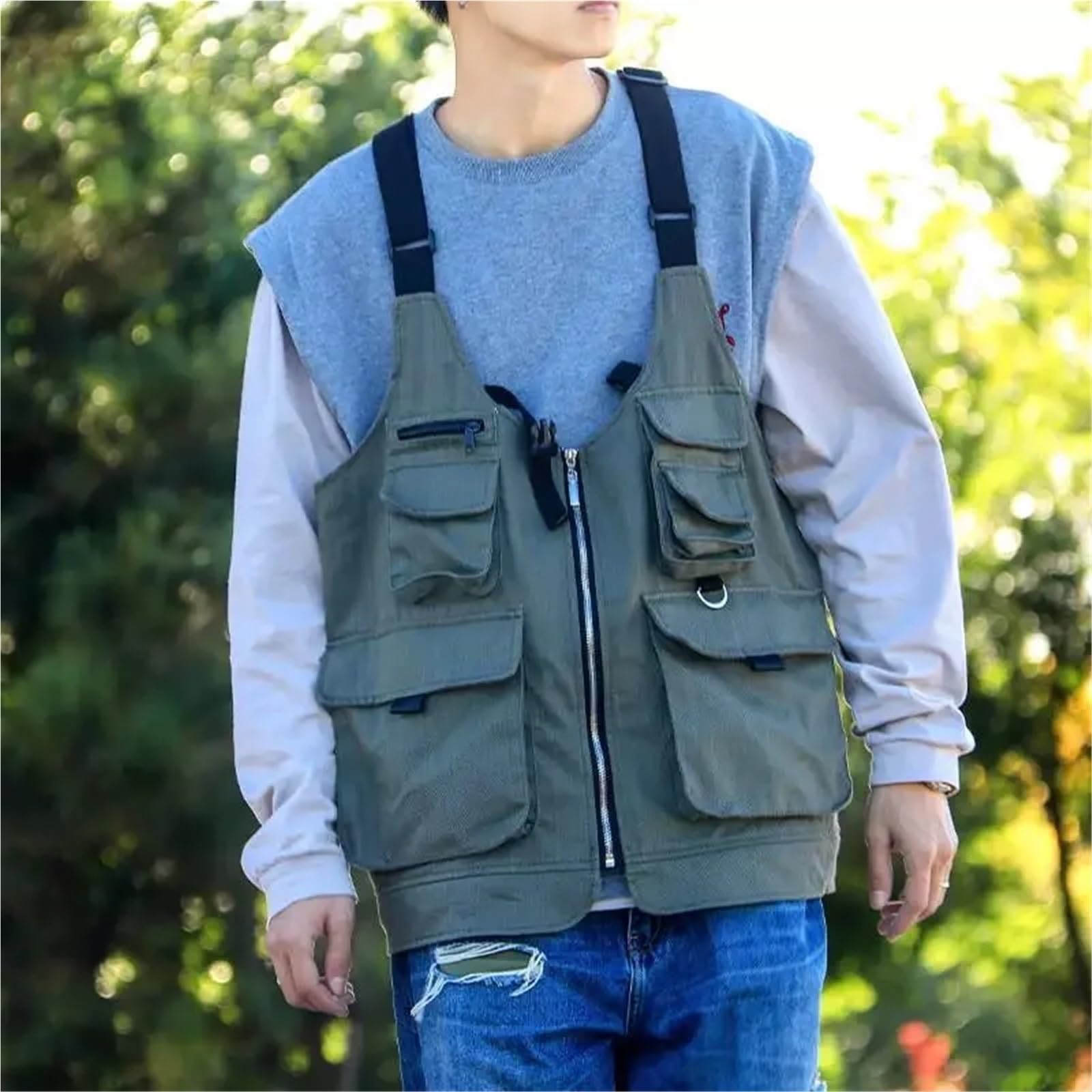 Gilet de Travail Polyvalent Convertible for Homme et Femme, idéal for Le Camping, la randonnée, pêche pour Chasse