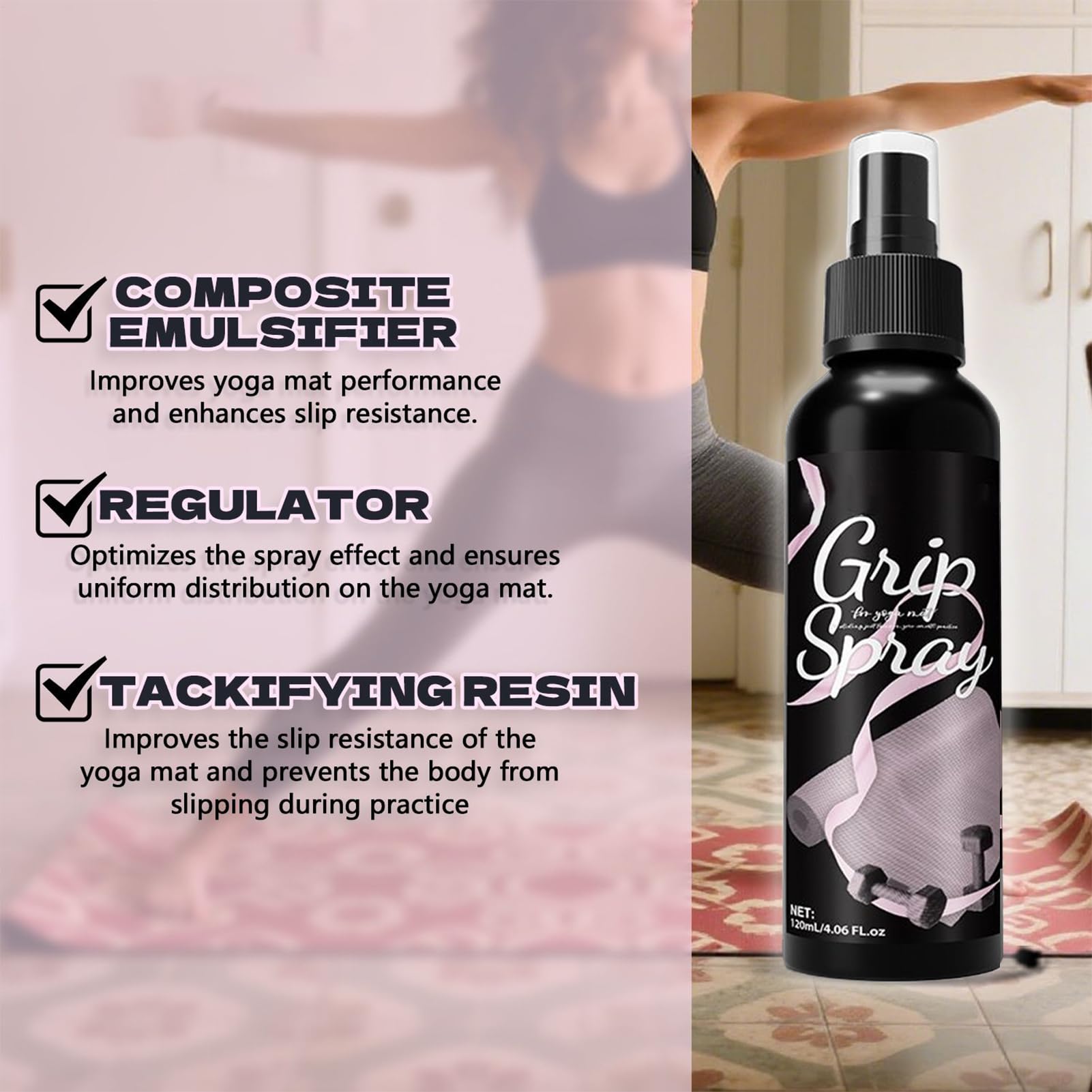 Środek czyszczący do maty do jogi – antypoślizgowy nieprzylepny płyn do uprawiania sportu, środki dezynfekujące z funkcją dezodoryzacji, spraye do sprzętu gimnastycznego, butów, rękawiczek, sprzętu