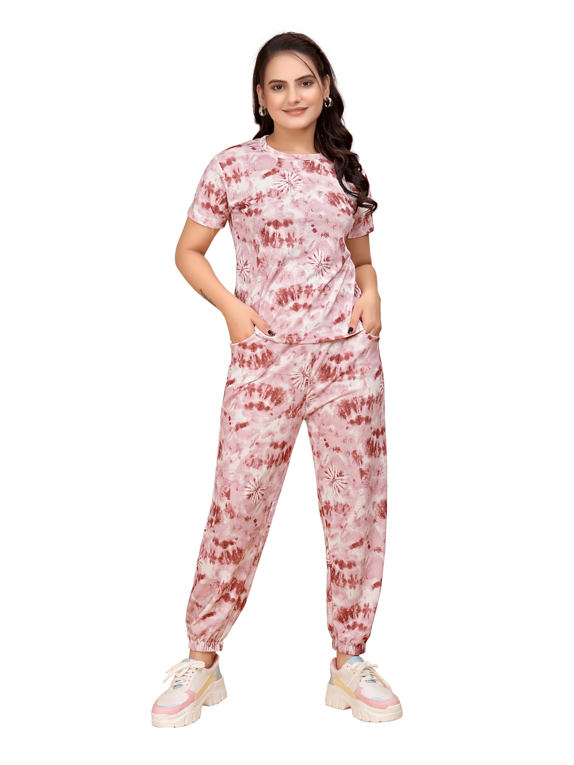 Women's Ankle-Length Track Suit Set - Polyester with Comic Graphic Print, Pockets & Elastic Waist-picture-18