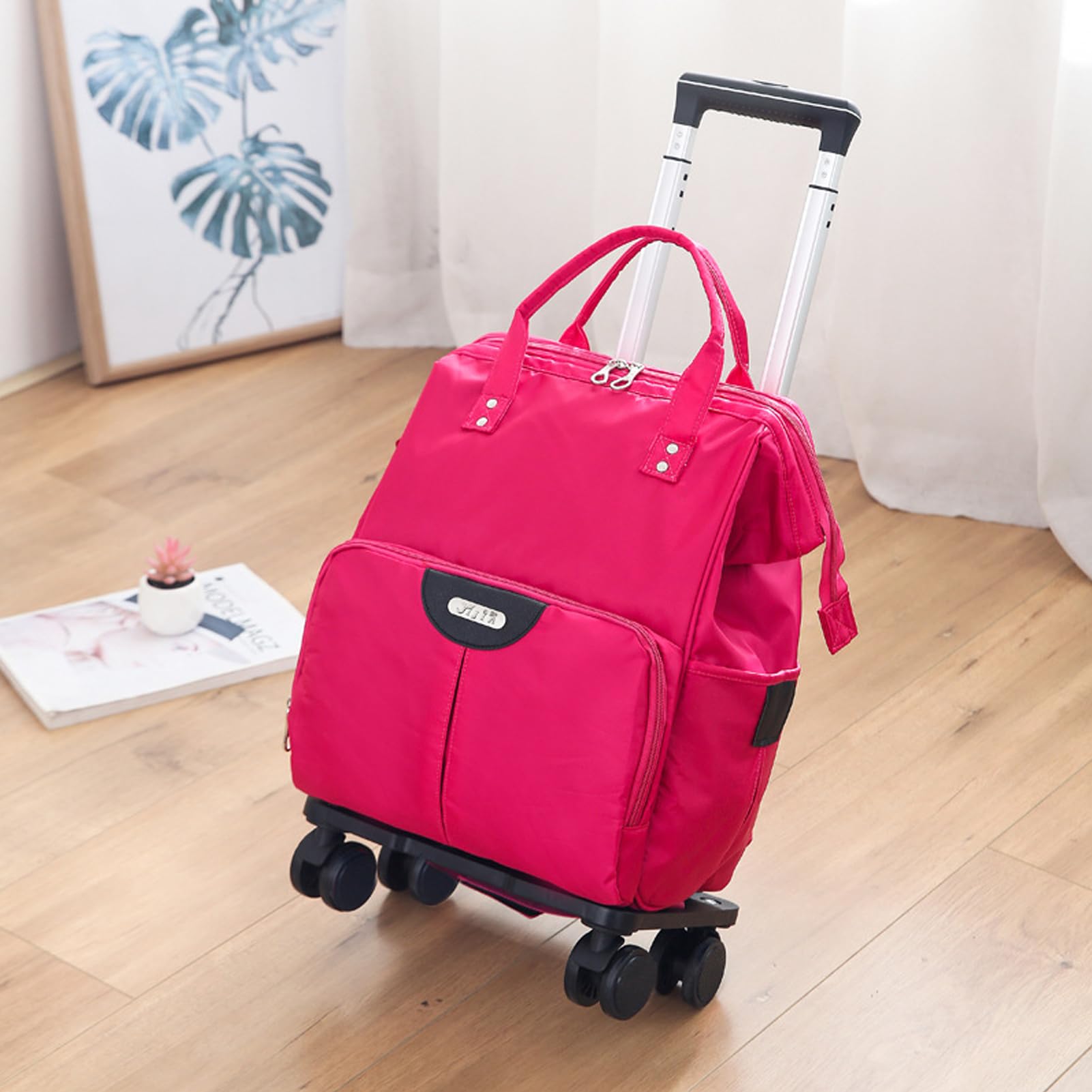 Bolsa con Ruedas para Mochila para Hombre Mujeres Mochila de Trabajo Bolsa Roller para Viajes Profesionales Negocios Viajes，Magenta：Mediano