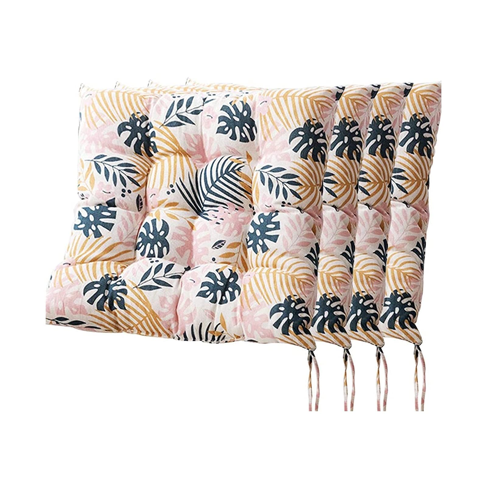 Coussin de chaise de salle à manger avec attaches lot de 4 carrés rembourrés doux