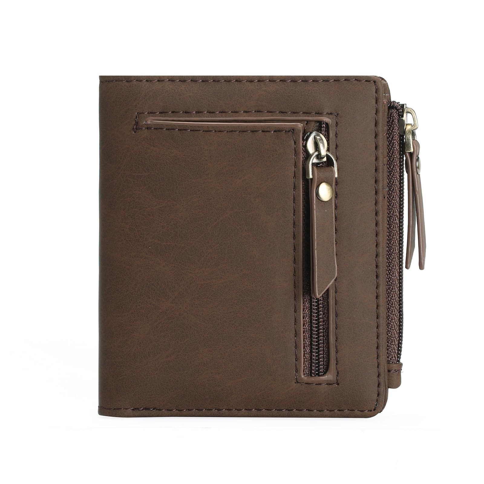 GOIACII Small Wallets for Men and Women Compact Bifold Credit Card Holder Minimalist with 2 Zipper Coin Pockets