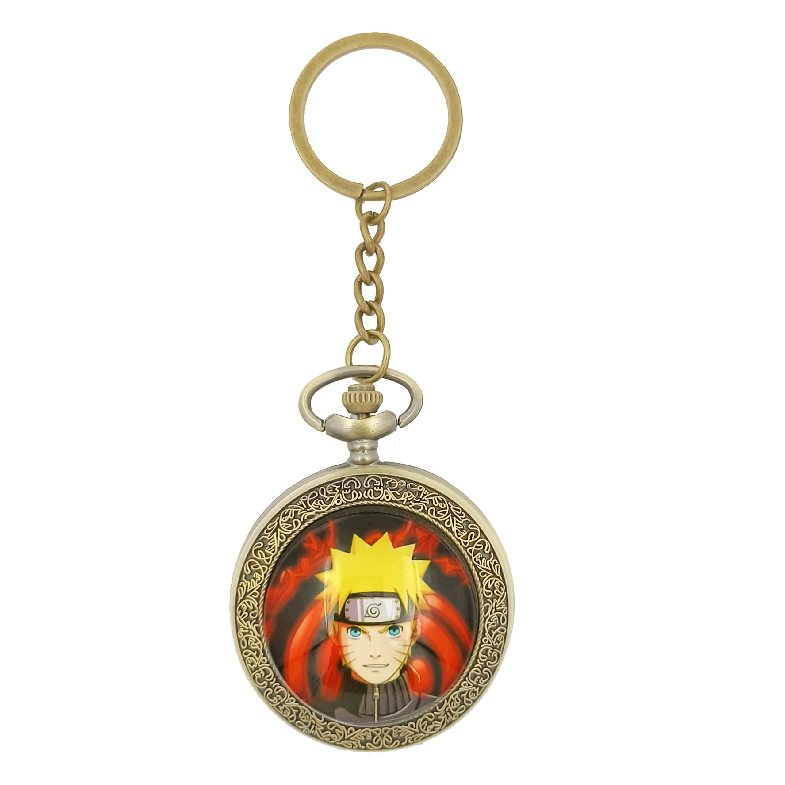 Premium Retro Vintage Classic Design Pocket Watch Antique Key Chain Bronze Analog Pocket Watch Stainless Steel Metal Car Bike Home Keychain with Key Ring Anti Rust Gift for Men & Women