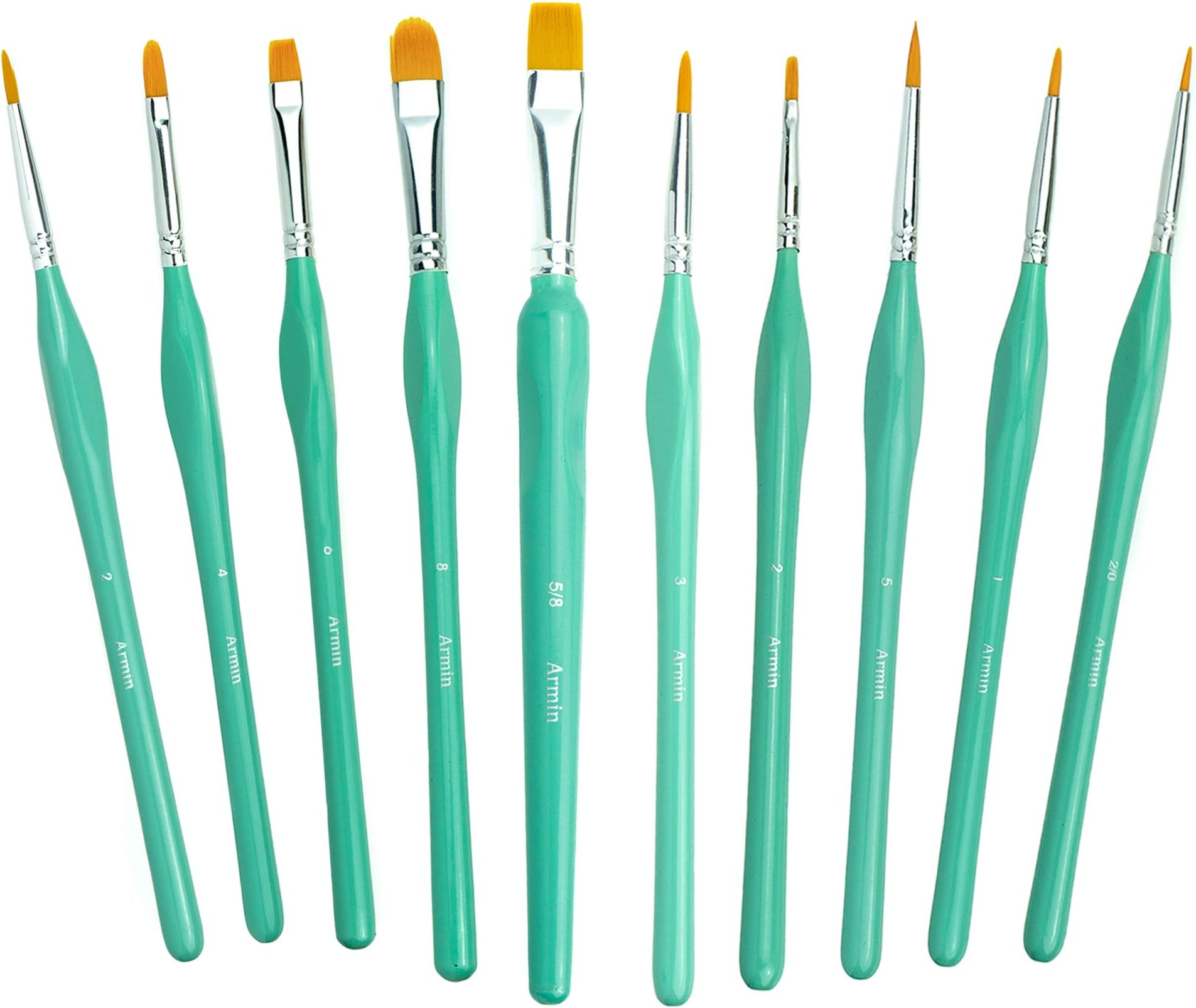 Paint Brushes with Ergonomic Handle - Acrylic Paint Brush Set, Watercolor Paint Brush Set of 10