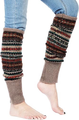 Miniatura 6 de SATINIOR 2 Pairs Bohemian Knit Leg Warmers Winter Long Leg Warmers Boot Cuffs Socks for Women
