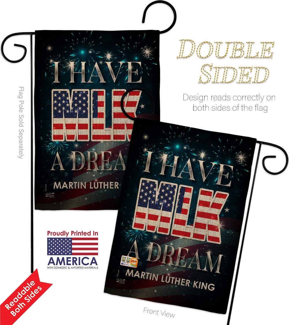 I Have A Dream MLK Burlap Burlap Garden Flag Black History Martin Luther King Civil Right Stars United State American Small Decorative Gift Yard House Banner Double-Sided Made In USA 13 X 18.5