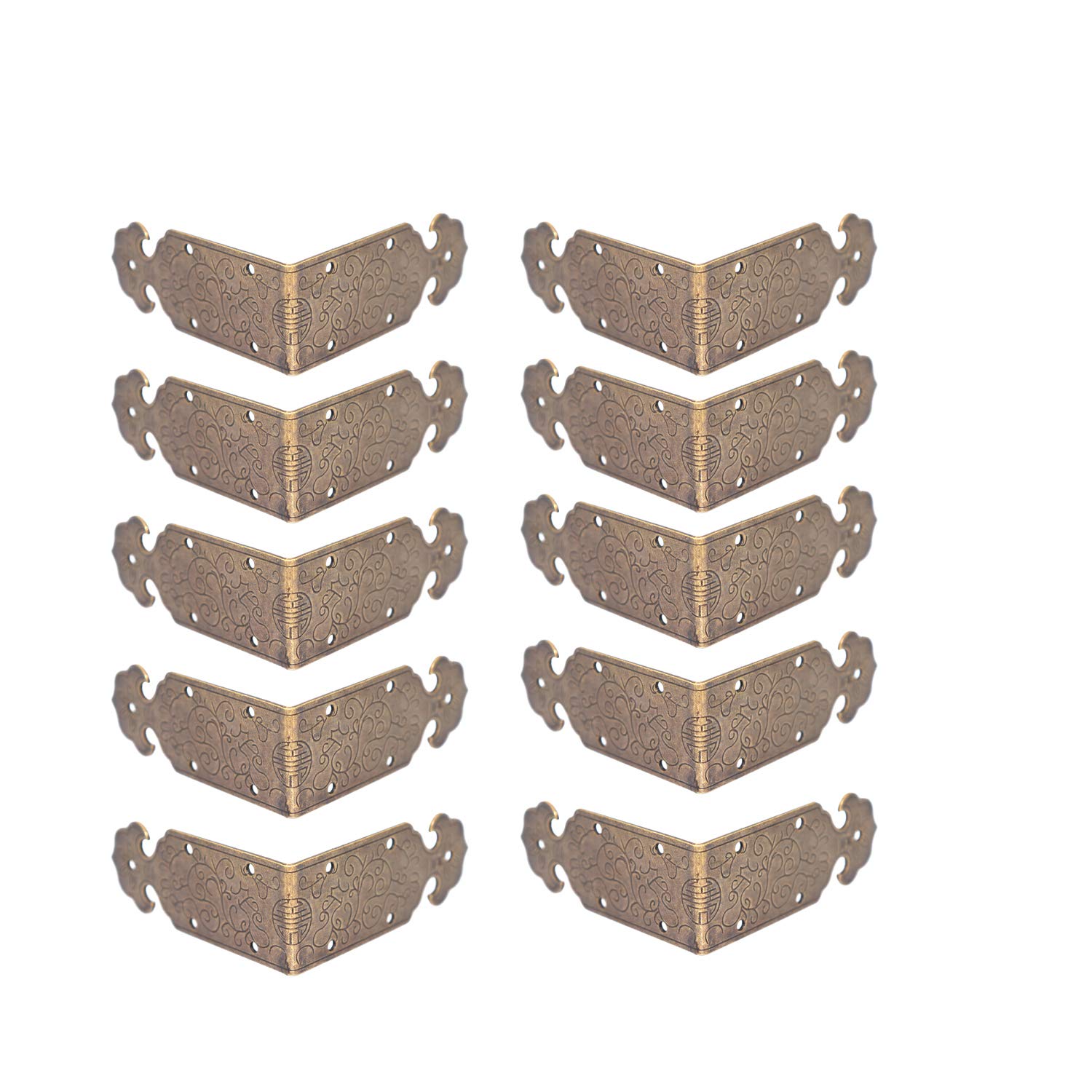 FGen 10pcs Chinese Antique Copper Edging, Table Side Guards Right Angle Wooden Jewelry Box Photo Frame Accessories Copper Angle Piece,Bronze-image-41