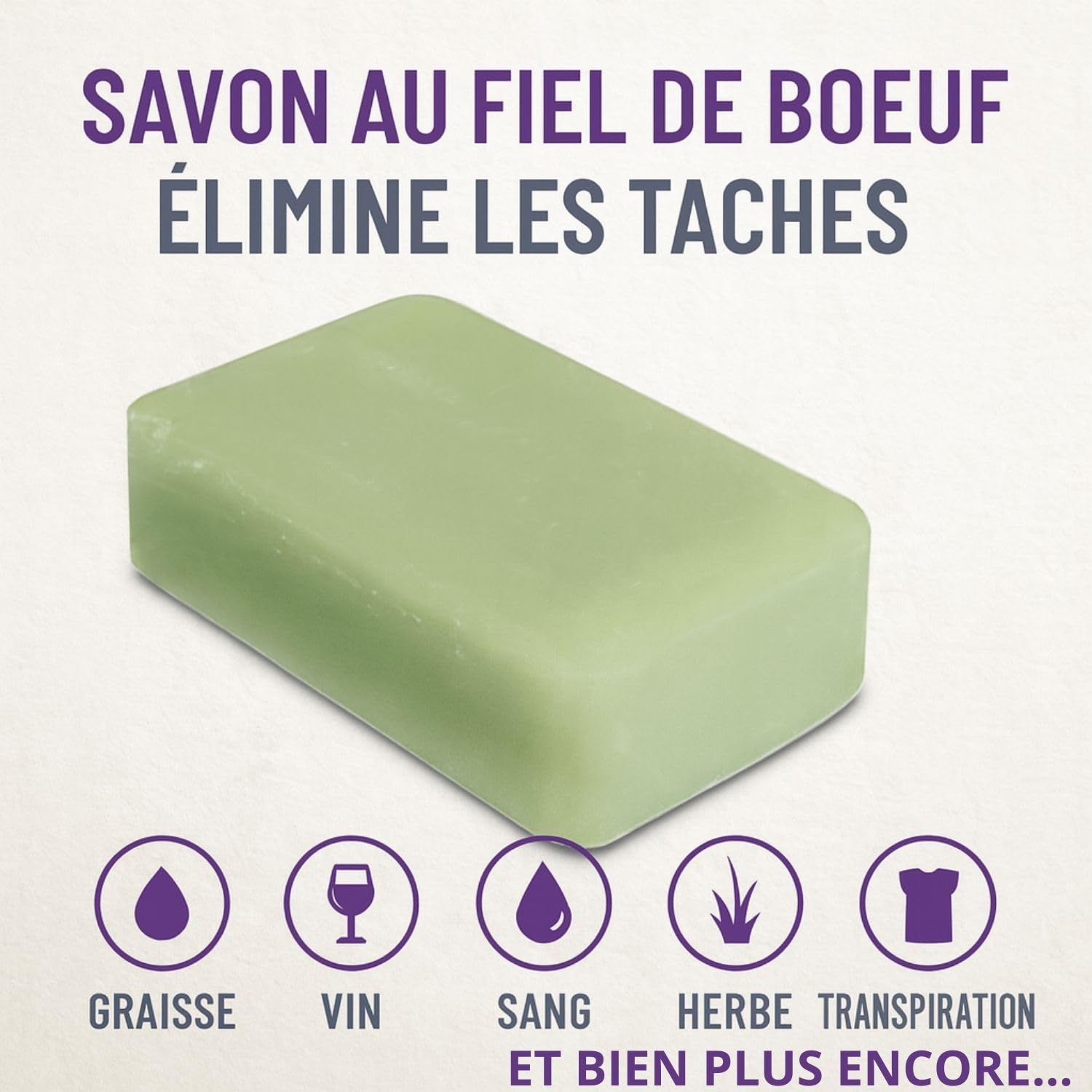 Laco - Savon Fiel de Boeuf Detachant Textile Puissant Professionnel, 100g, Savon Anti Tache Naturel, Enlève Toutes les Taches Tenaces Vin, Graisse, Herbe, chocolat, Sang, nourriture
