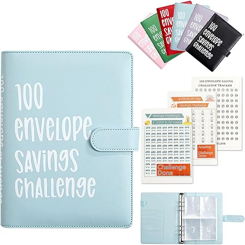 Carpeta de desafío de 100 sobres, libro de ahorro de dinero de 52 semanas, forma fácil y divertida de ahorrar $5,050, $10,000, $500, libro de