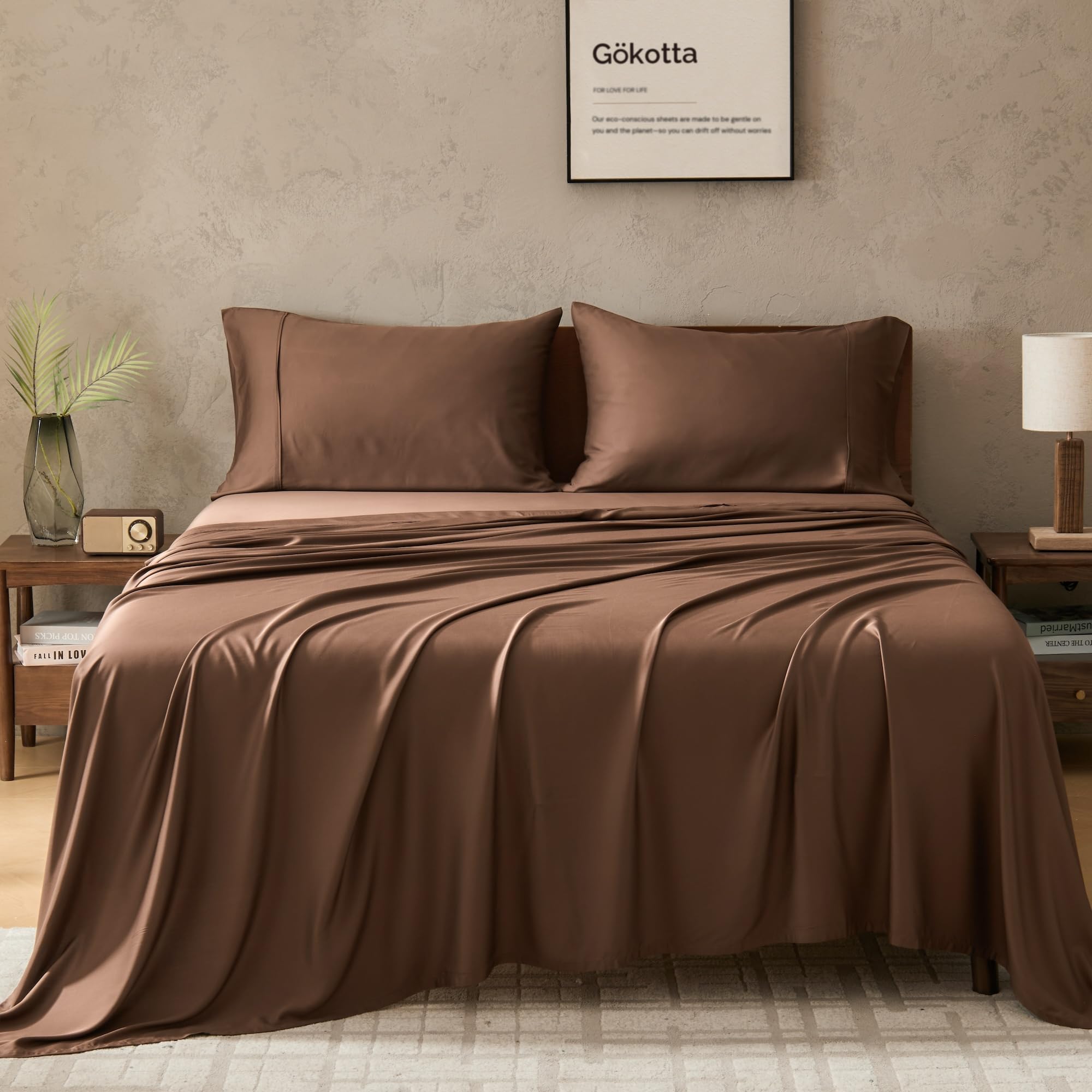 Bamboo Sheets King by Gökotta, FSC® Certified Bamboo Rayon Sheets King Size, 16 Inch Pocket Fitted Sheet with Elastic Corner Straps, Breathable Luxury and Soft King Sheets 4 Piece (Cream White, King) — view 27