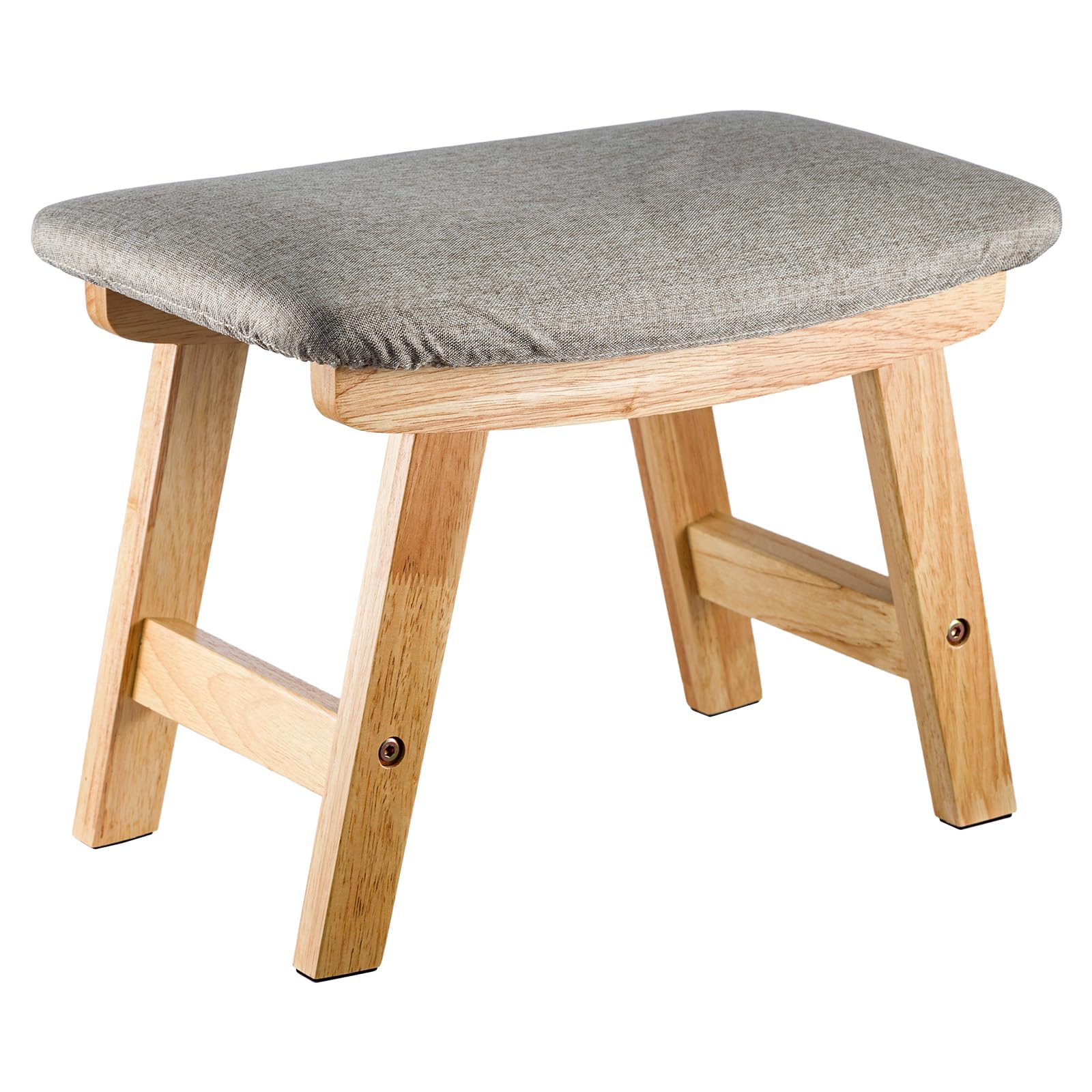 SUNNYNEST Wooden Foot Stool Ottoman, Small Upholstered Footstool