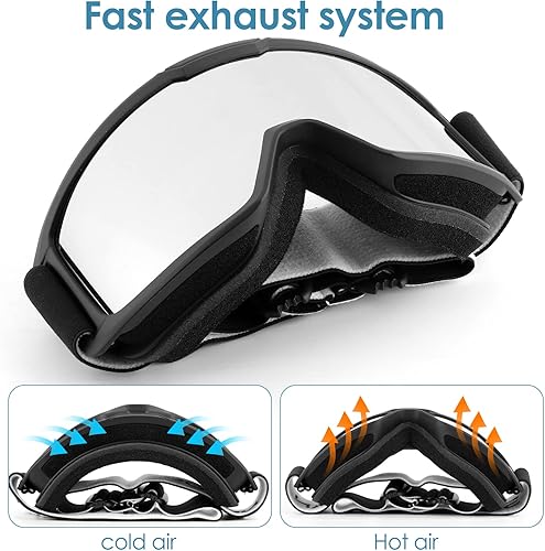 Miniatura 3 de GGBuy Gafas de esquí sin marco antivaho a prueba de viento diseño OTG gafas de snowboard UV400 bloqueo ojos protección lente adultos jóvenes