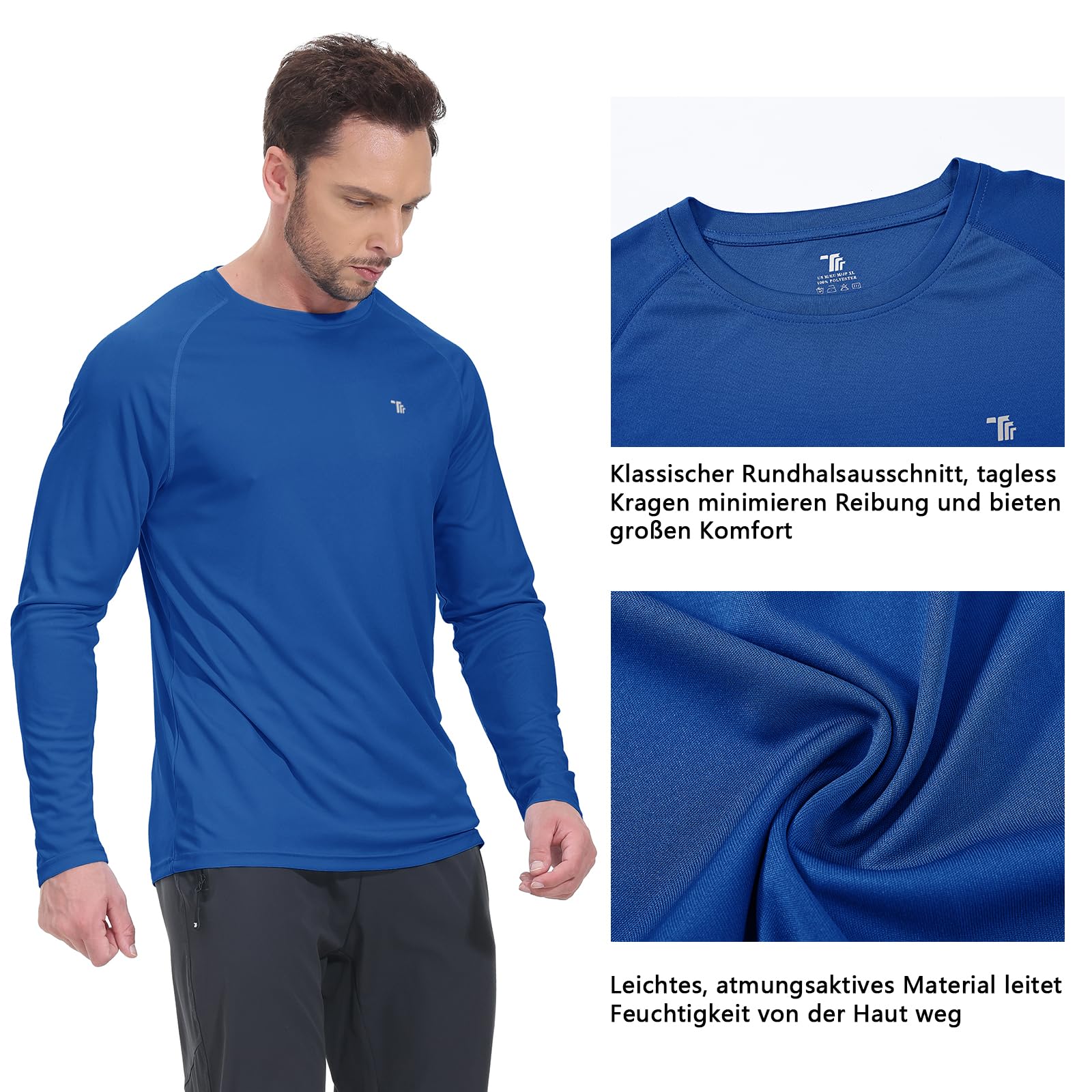 YSENTO Rashguard UPF 50+ koszulka z ochroną przed promieniowaniem UV, szybkoschnąca, lekka ochrona przed słońcem, długi rękaw, funkcyjna koszulka do pływania