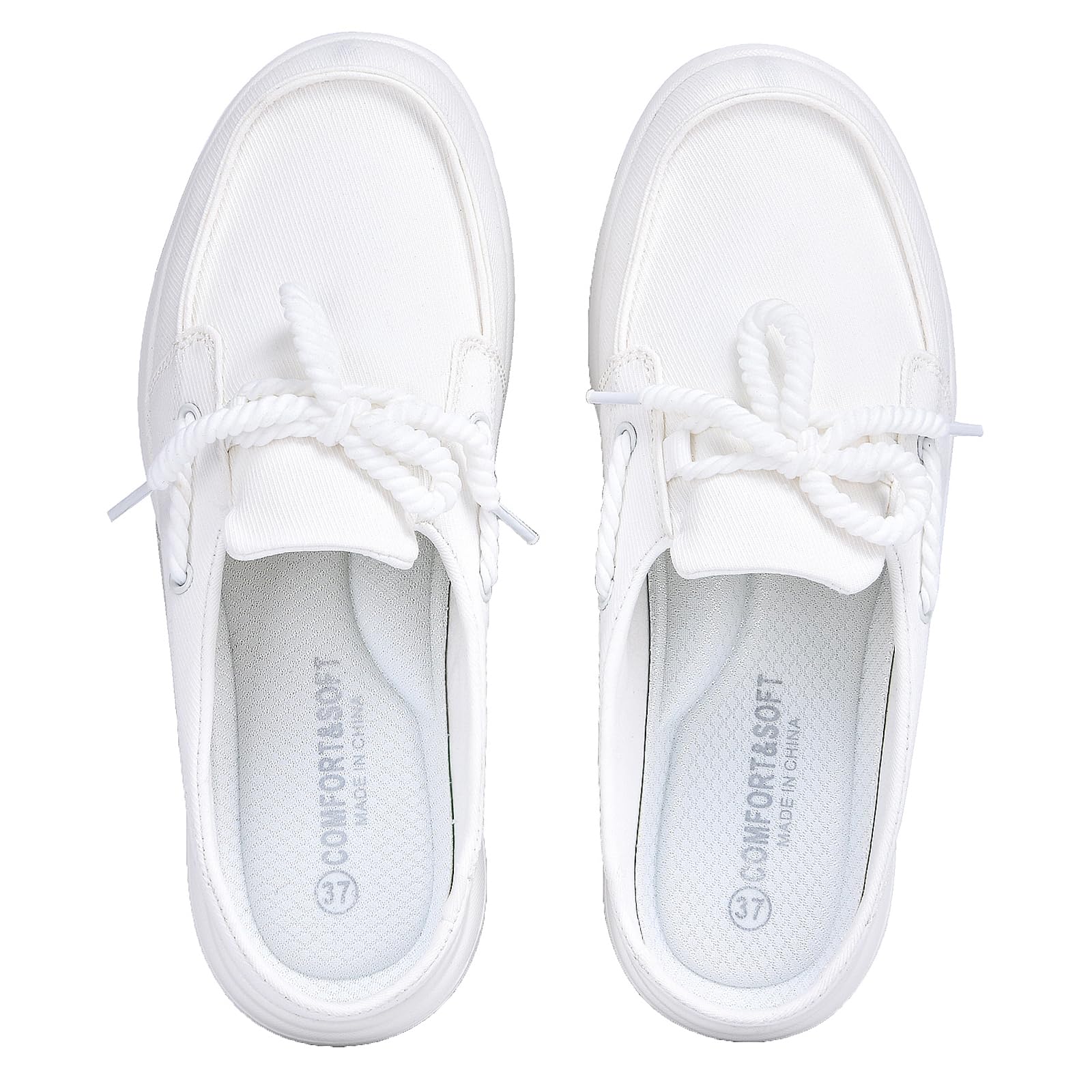 Buyrew Mules for Women Slip on Shoes Comfortable Knit Canvas Walking Flats with Arch Support Breathable Clogs House Slippers