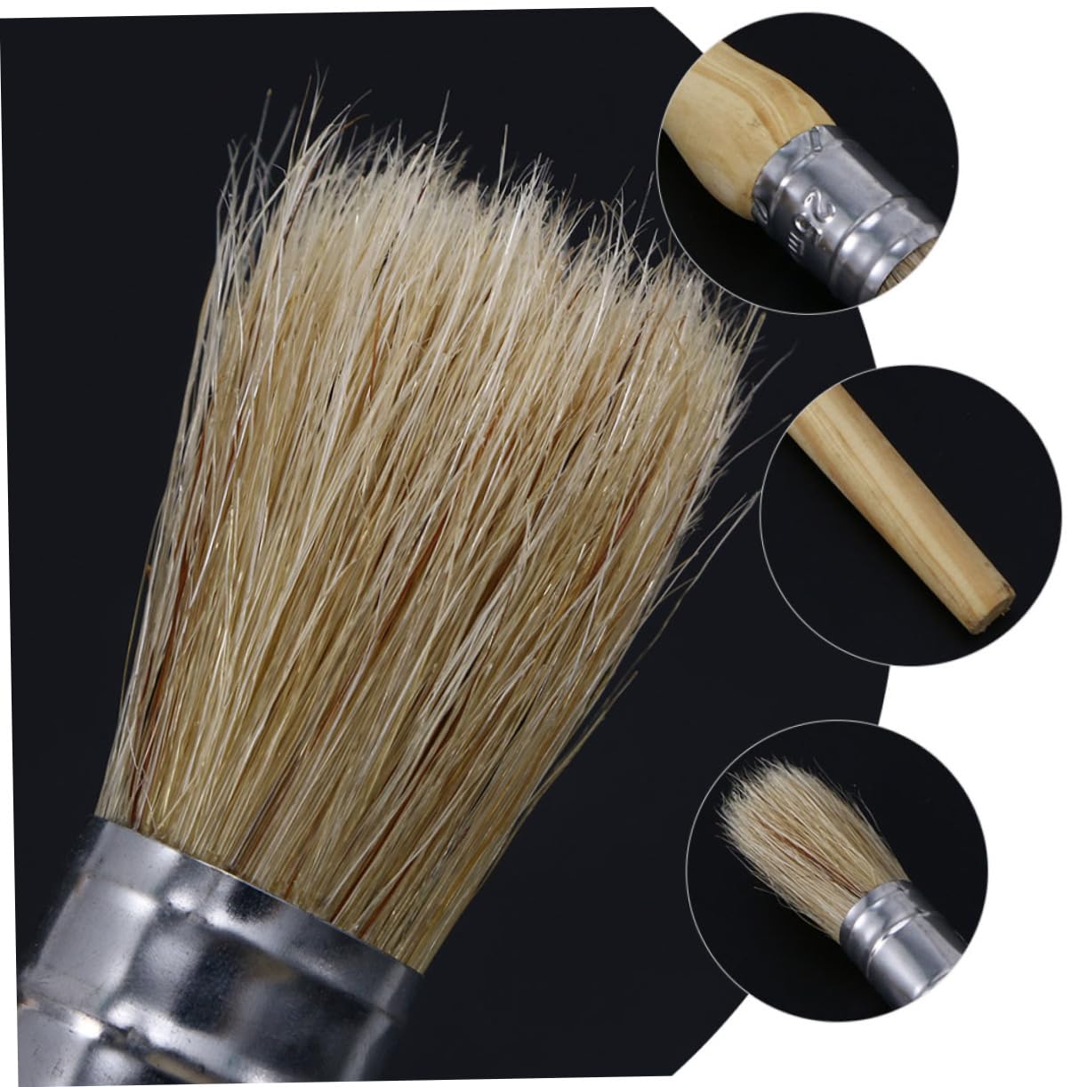 Lurrose 4er-Sets Rundpinsel Mit Ergonomischem Holzgriff Für Kunst Leicht Zu Reinigen Geeignet Für Lasuren Ölfarben 2 Stück X 4