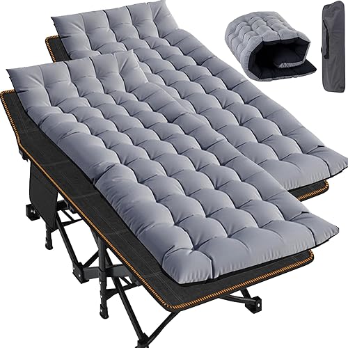 Slsy Catre plegable para acampar XXL, catre plegable para adultos, catre plegable portátil al aire libre con bolsas de transporte para viajes al