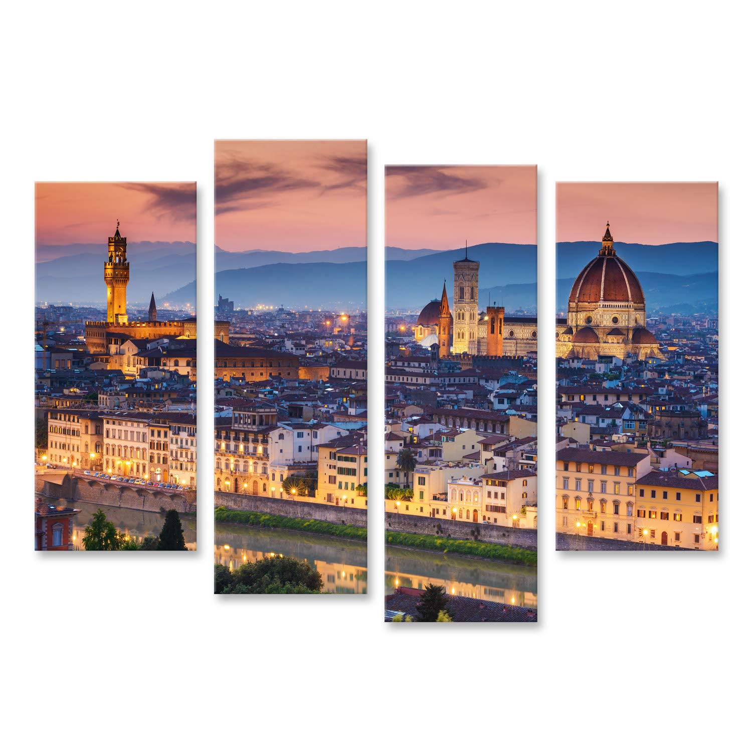 islandburner Quadro Stampa su Tela Quadri Moderni Bel Tramonto sulla Cattedrale di Santa Maria del Fiore (Duomo), Firenze, Italia UHY