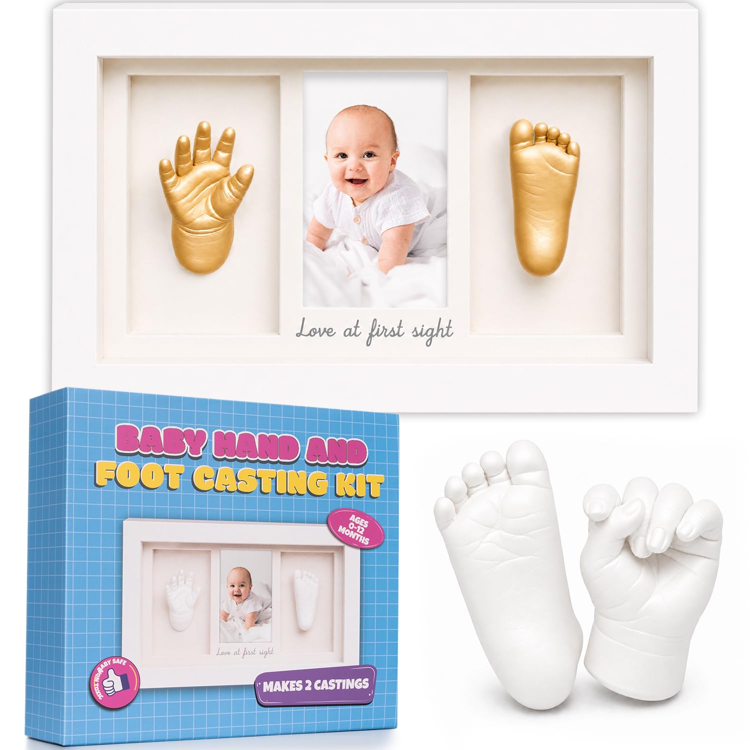 Kit de fundición de manos y pies para bebé, marco de recuerdo de molde de mano y pie para recién nacido, regalo de huella de mano infantil para nueva mamá, regalos de registro de baby shower para