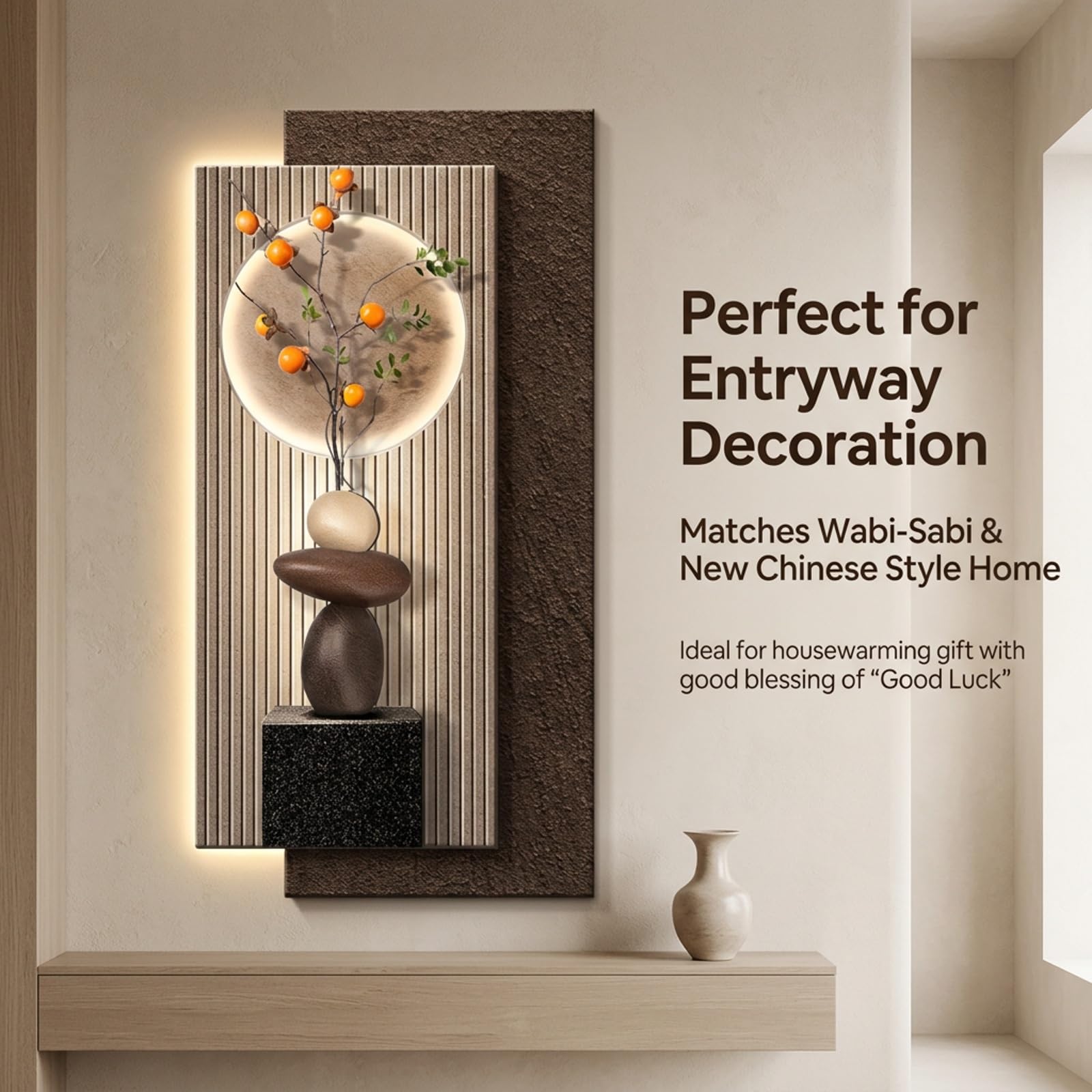 3D-LED-Wandbild Sandstein-Optik, Moderne Wanddekoration mit Beleuchtung