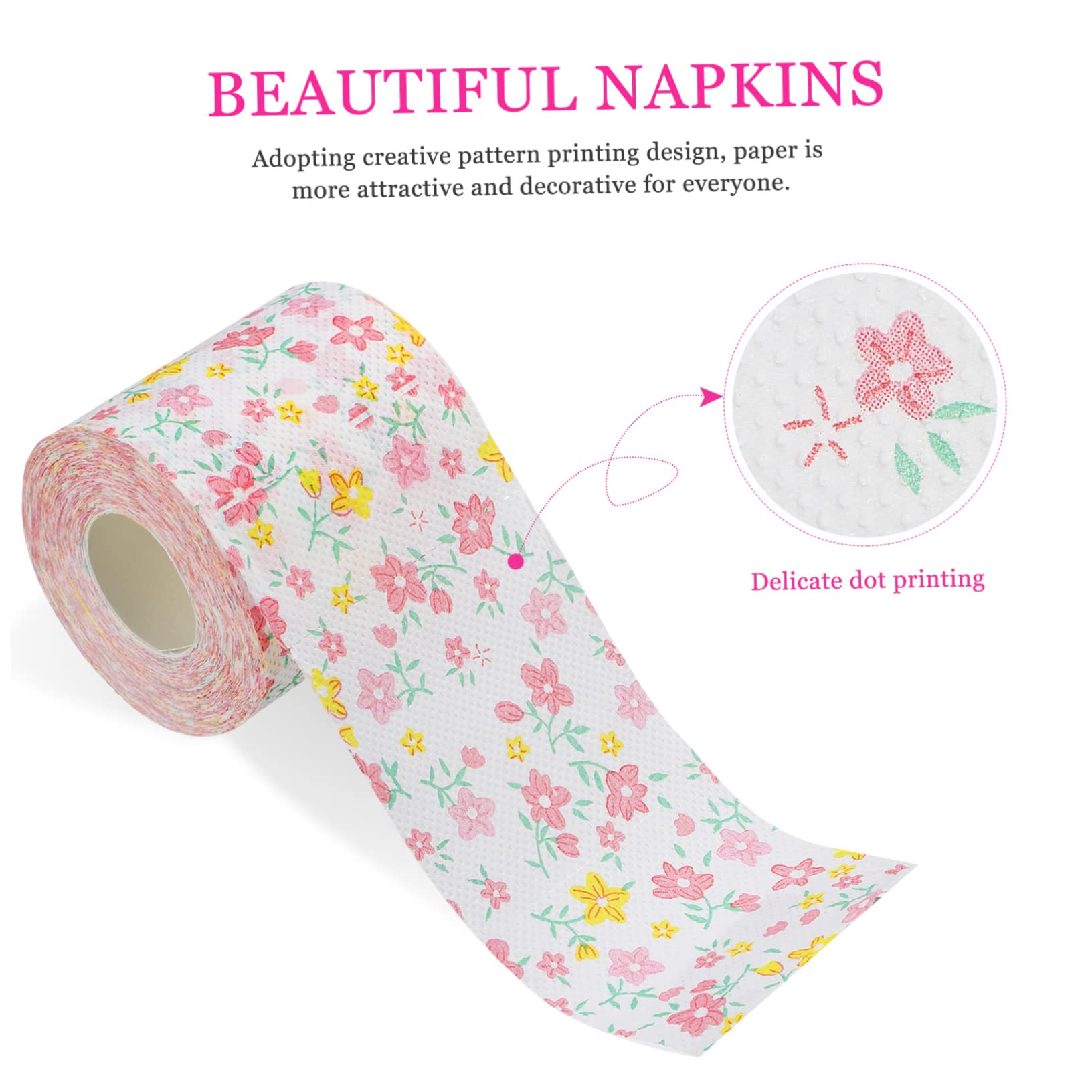 Healvian 2 Rollos de Papel higiénico con Estampado Floral, Agradable al Tacto, para Uso en casa y Oficina