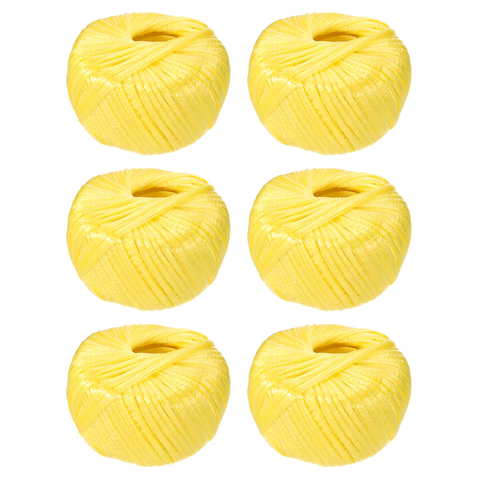 sourcing map 6 rotoli di corda in poliestere, nylon e plastica, 80 m, filo di nylon per uso domestico, per giardinaggio domestico, legatura e artigianato da giardino, giallo
